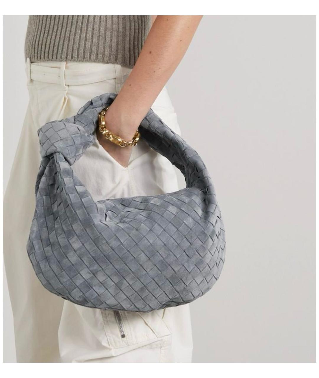 BOTTEGA VENETA Серая замшевая сумка с короткими ручками, фото 7