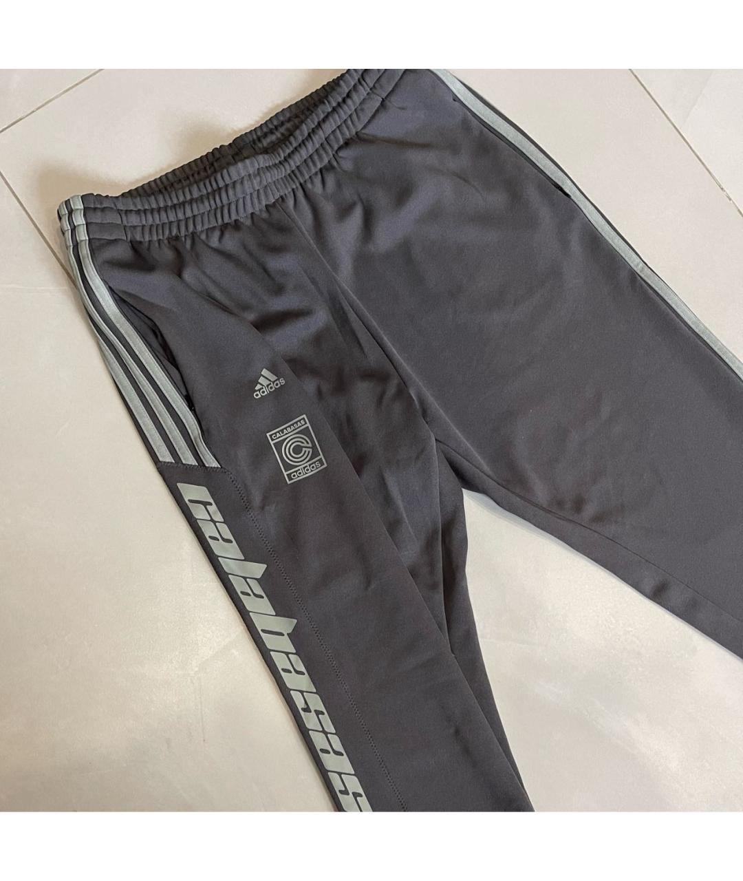 ADIDAS YEEZY Антрацитовые полиэстеровые повседневные брюки, фото 3