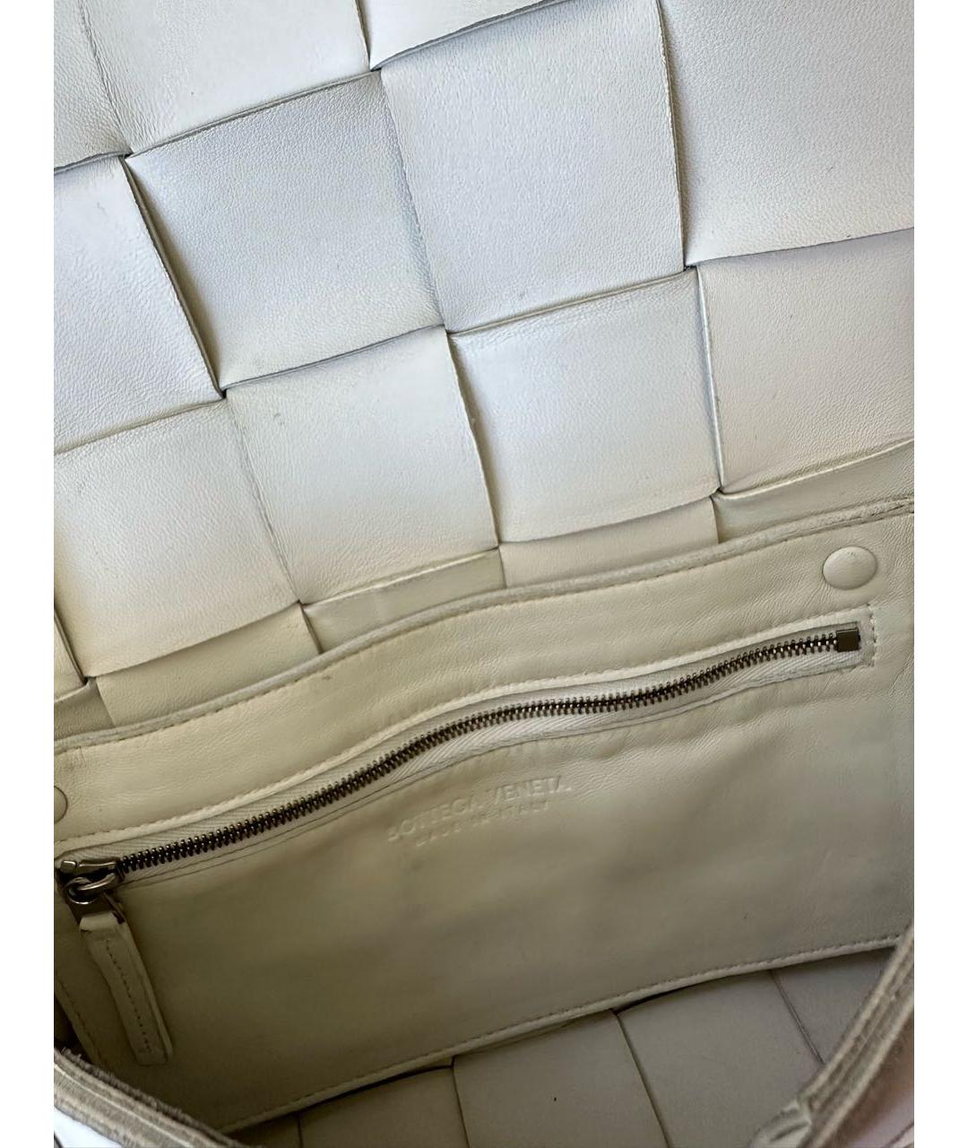 BOTTEGA VENETA Белая кожаная сумка через плечо, фото 4