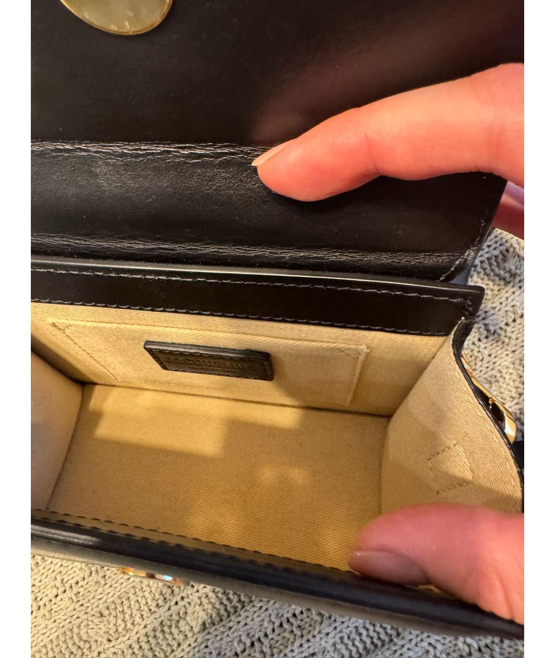 JACQUEMUS Черная кожаная сумка с короткими ручками, фото 4