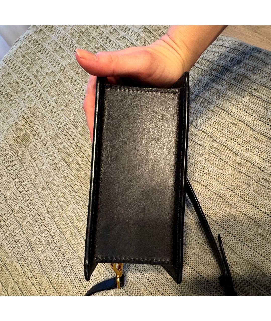 JACQUEMUS Черная кожаная сумка с короткими ручками, фото 6