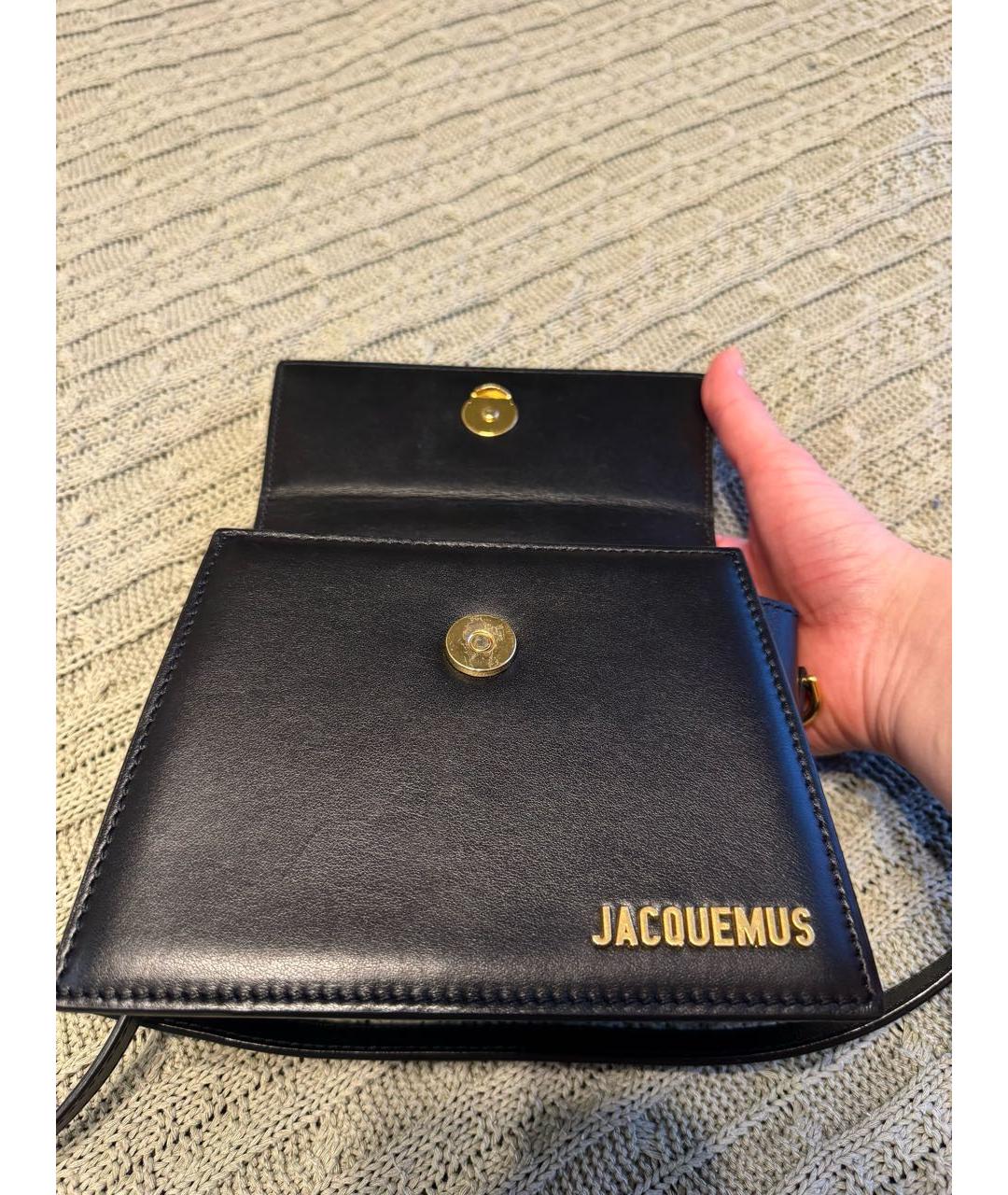 JACQUEMUS Черная кожаная сумка с короткими ручками, фото 7