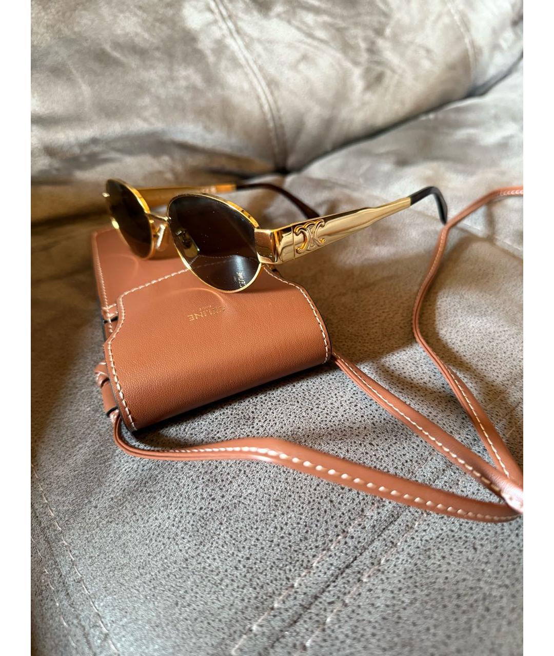 CELINE Золотые металлические солнцезащитные очки, фото 5