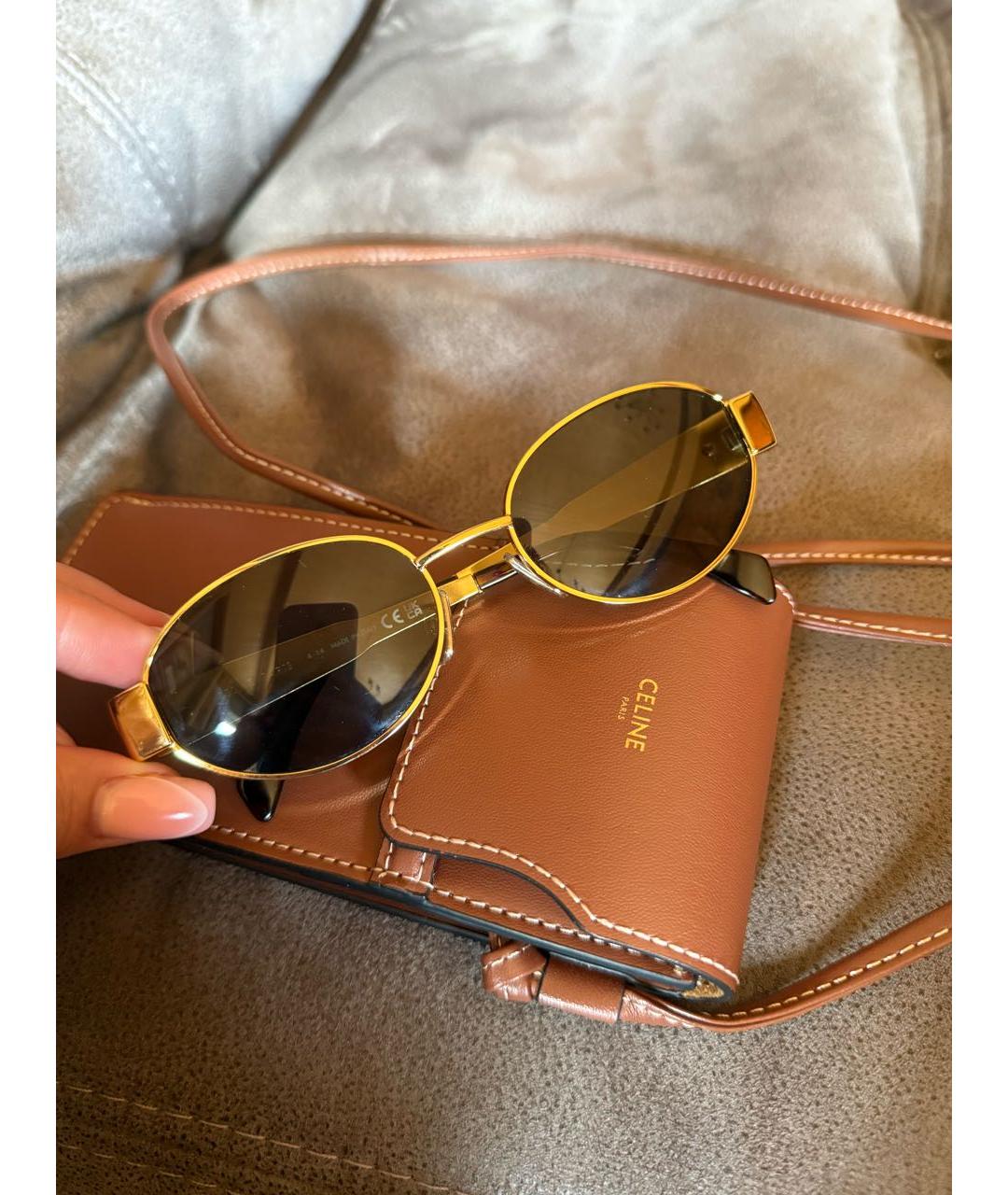 CELINE Золотые металлические солнцезащитные очки, фото 2