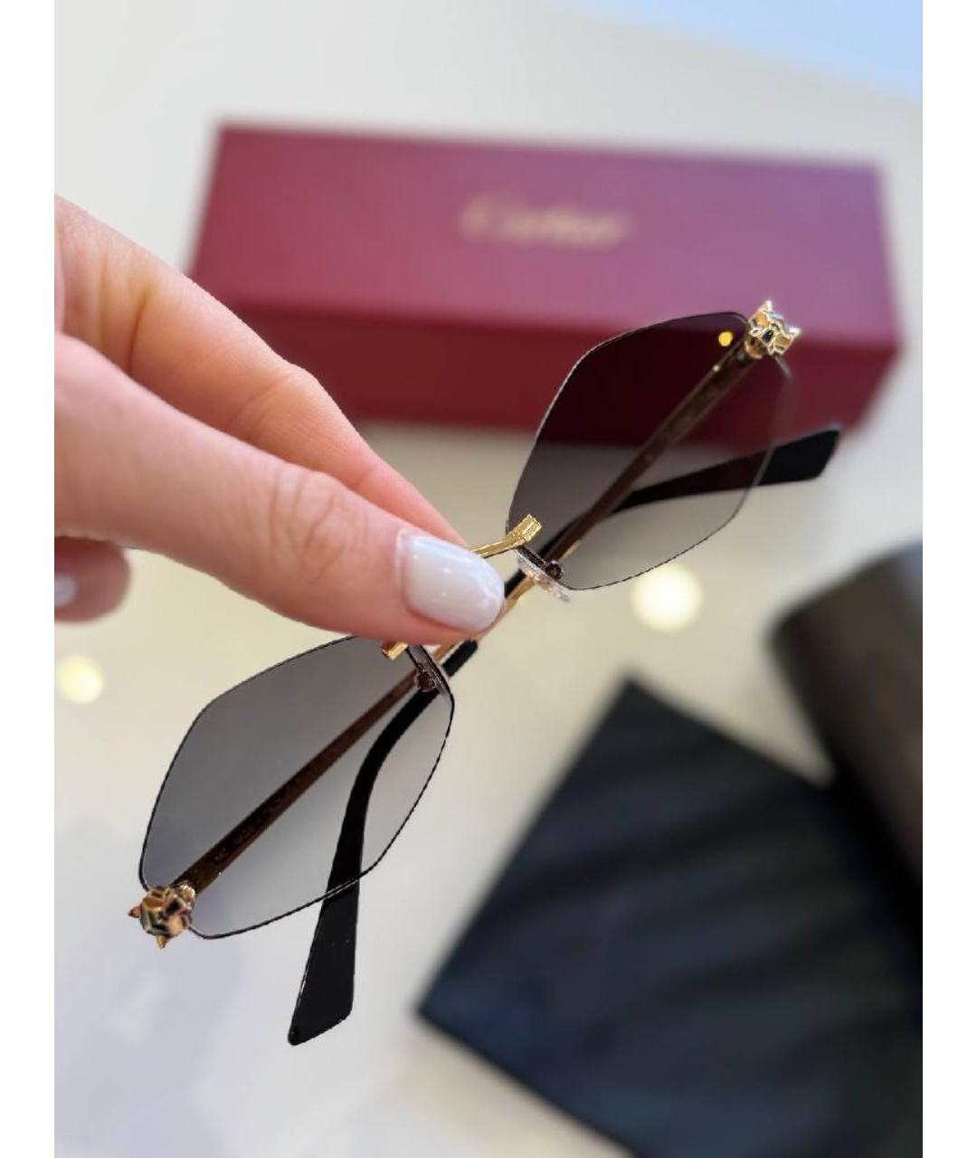 CARTIER Золотые металлические солнцезащитные очки, фото 3