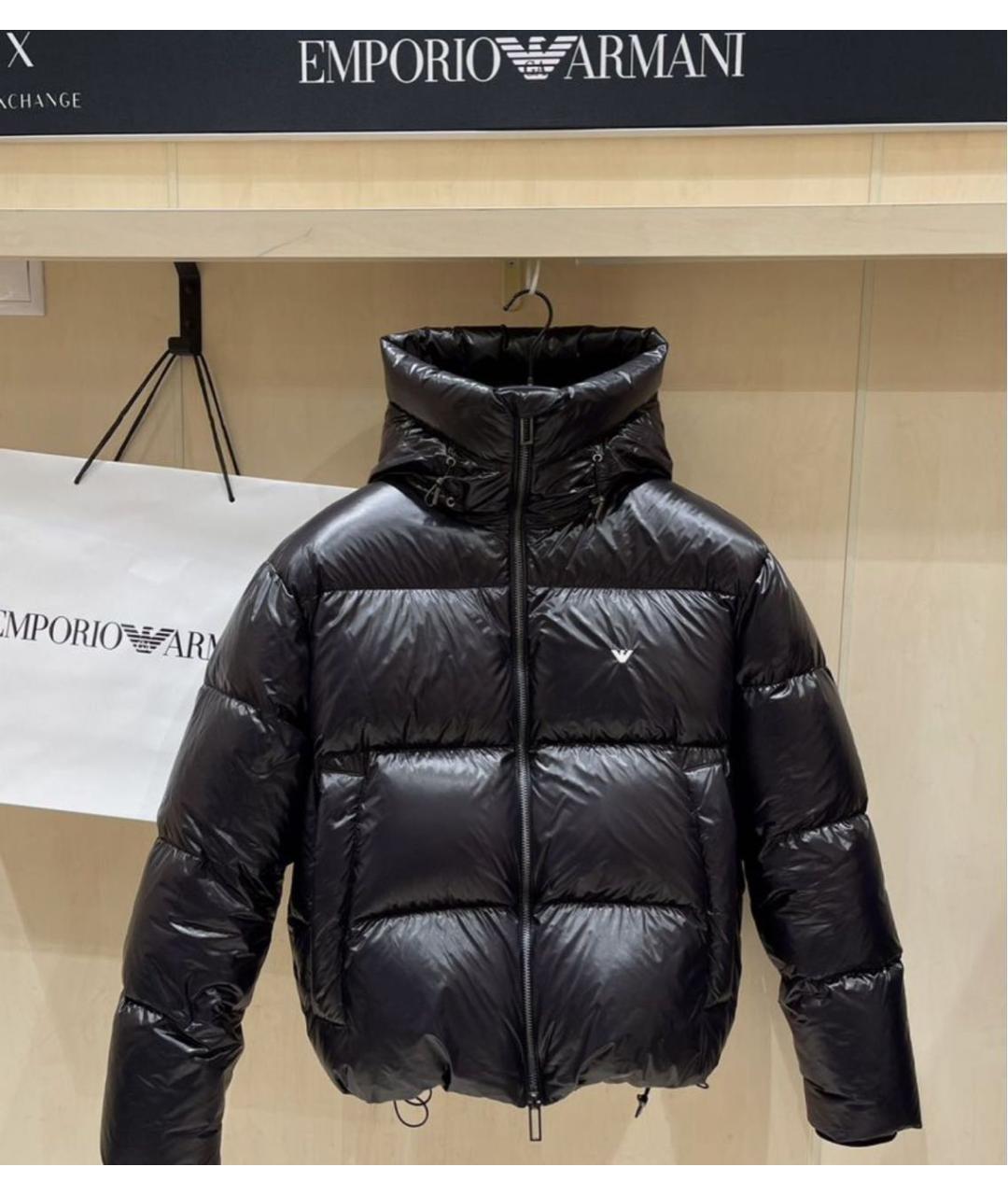 EMPORIO ARMANI Черный полиамидовый пуховик, фото 6