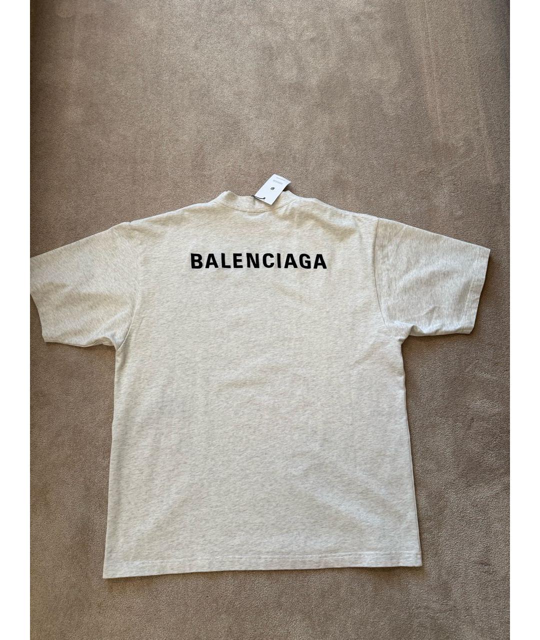 BALENCIAGA Серая хлопковая футболка, фото 2