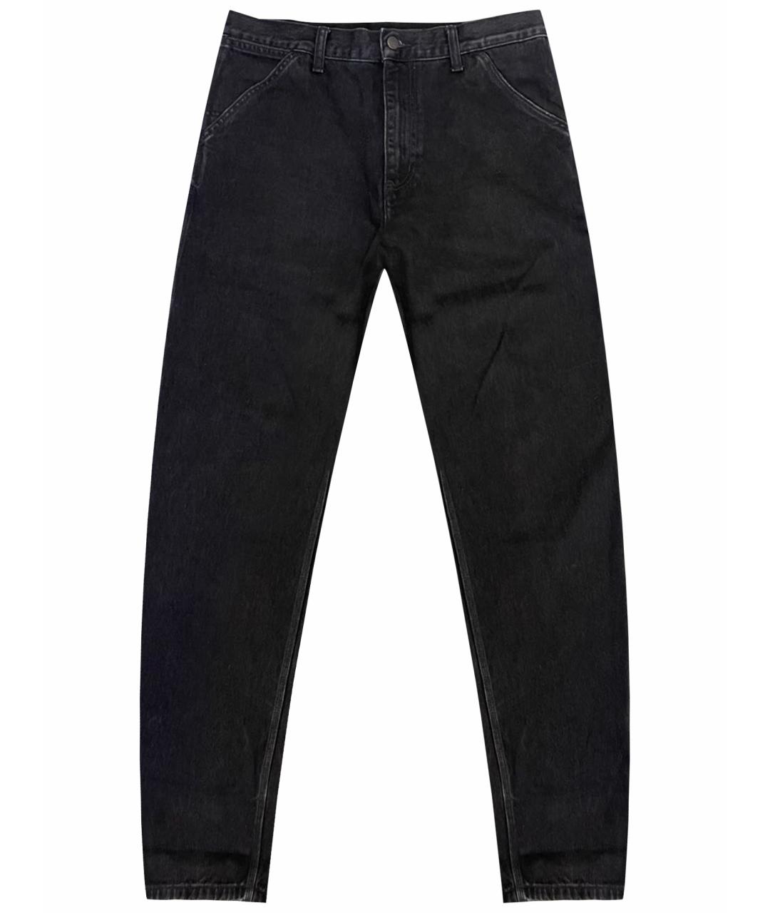 CARHARTT WIP Антрацитовые хлопко-полиэстеровые прямые джинсы, фото 1