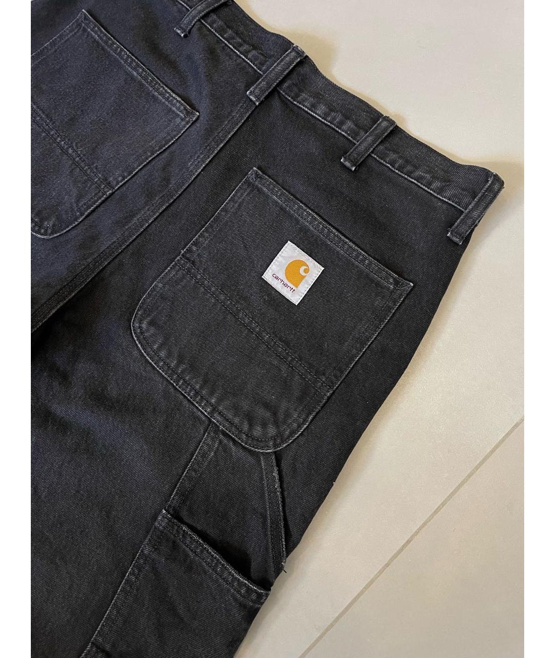 CARHARTT WIP Антрацитовые хлопко-полиэстеровые прямые джинсы, фото 3