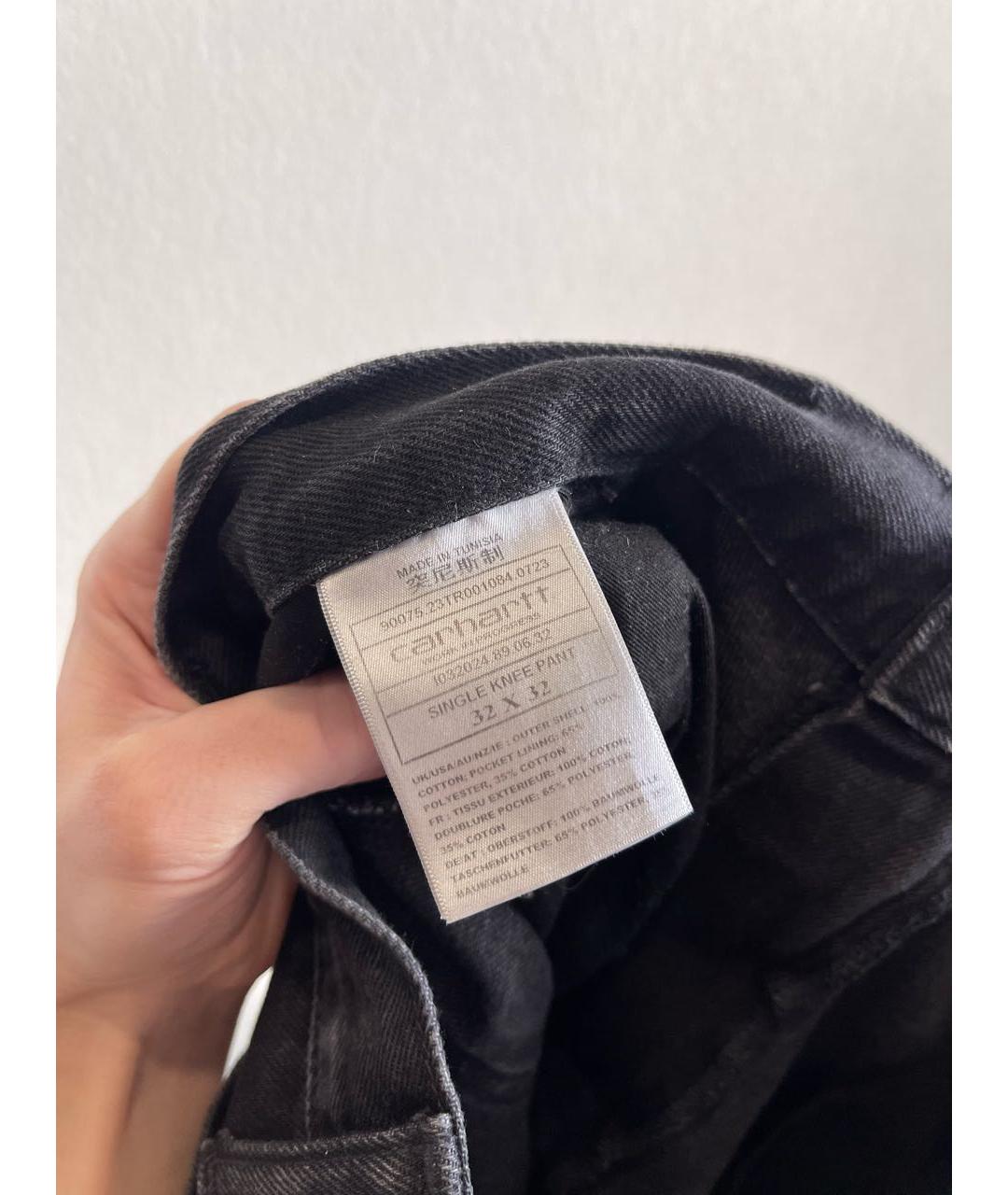 CARHARTT WIP Антрацитовые хлопко-полиэстеровые прямые джинсы, фото 5