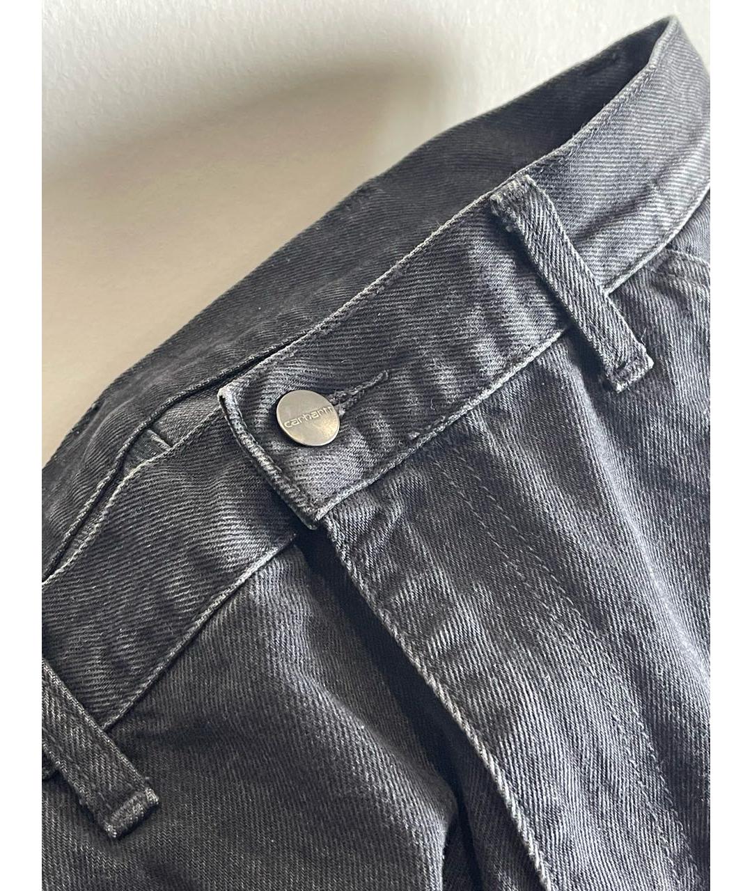 CARHARTT WIP Антрацитовые хлопко-полиэстеровые прямые джинсы, фото 4
