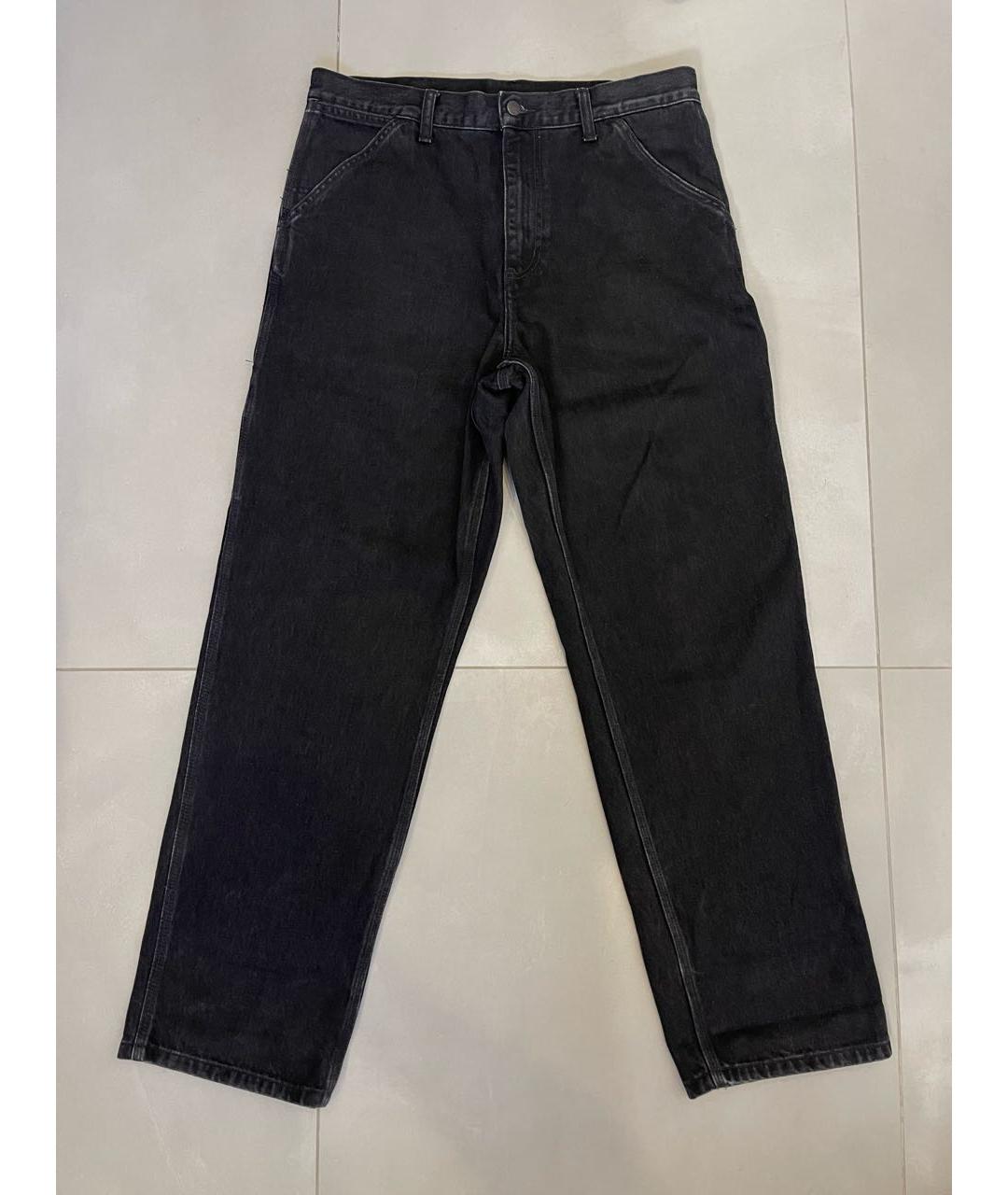 CARHARTT WIP Антрацитовые хлопко-полиэстеровые прямые джинсы, фото 9