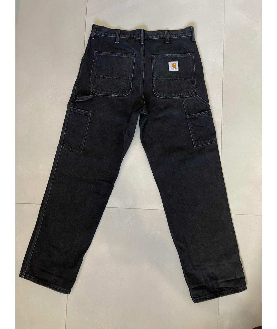 CARHARTT WIP Антрацитовые хлопко-полиэстеровые прямые джинсы, фото 2