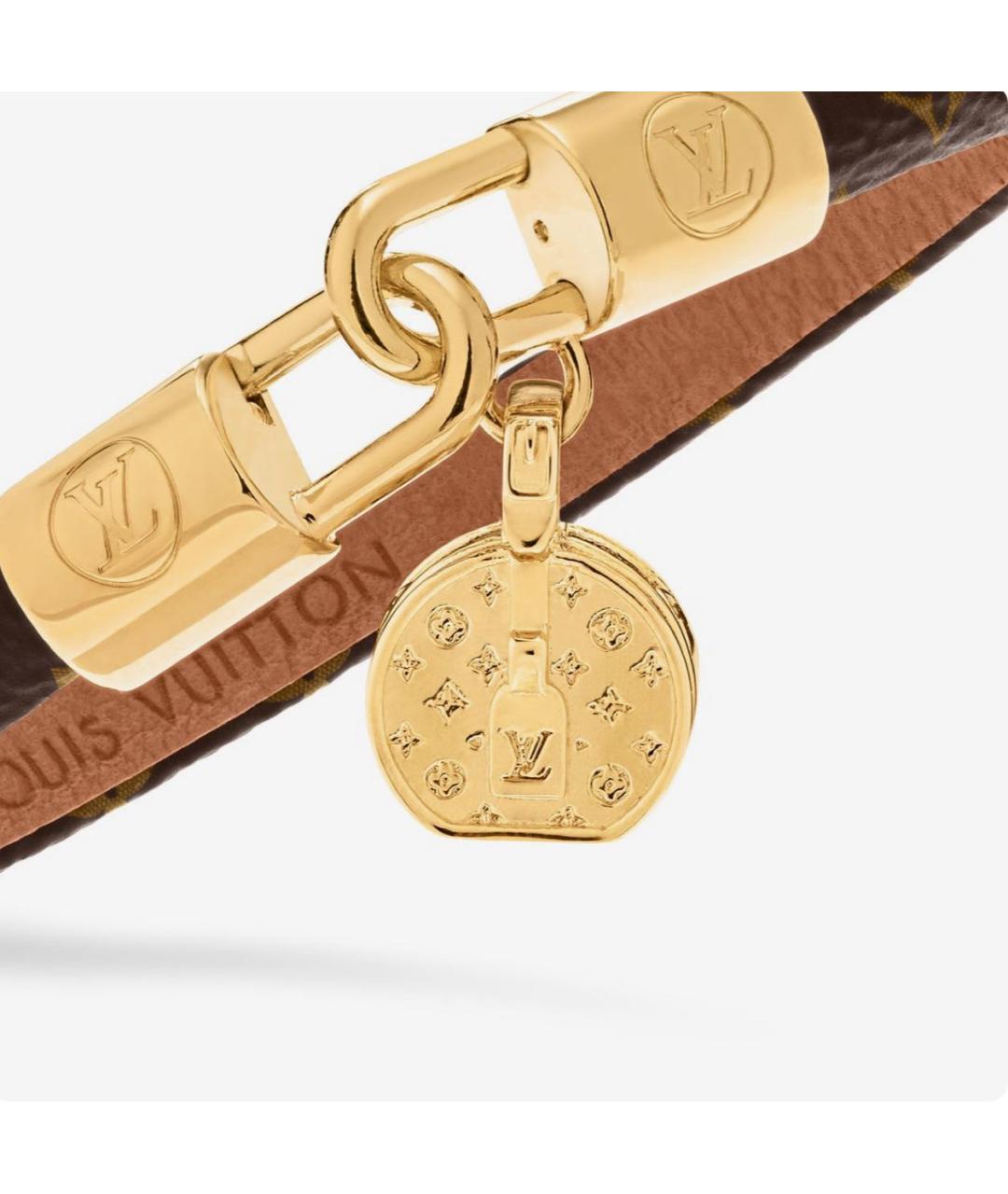 LOUIS VUITTON Коричневый кожаный браслет, фото 2