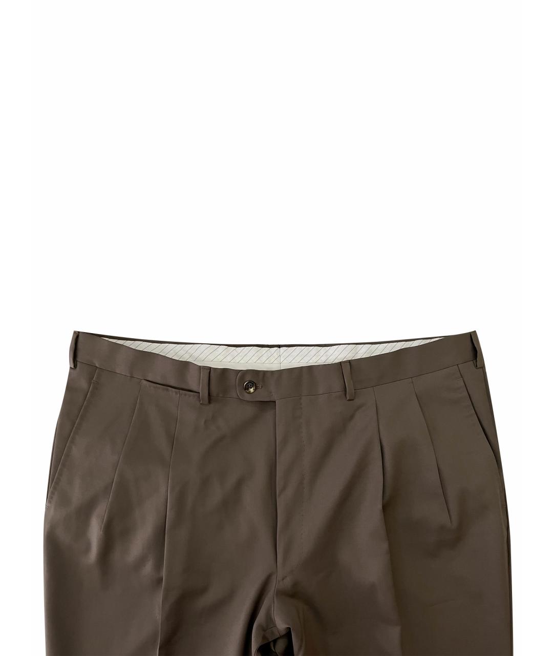 ERMENEGILDO ZEGNA Коричневые шерстяные классические брюки, фото 9