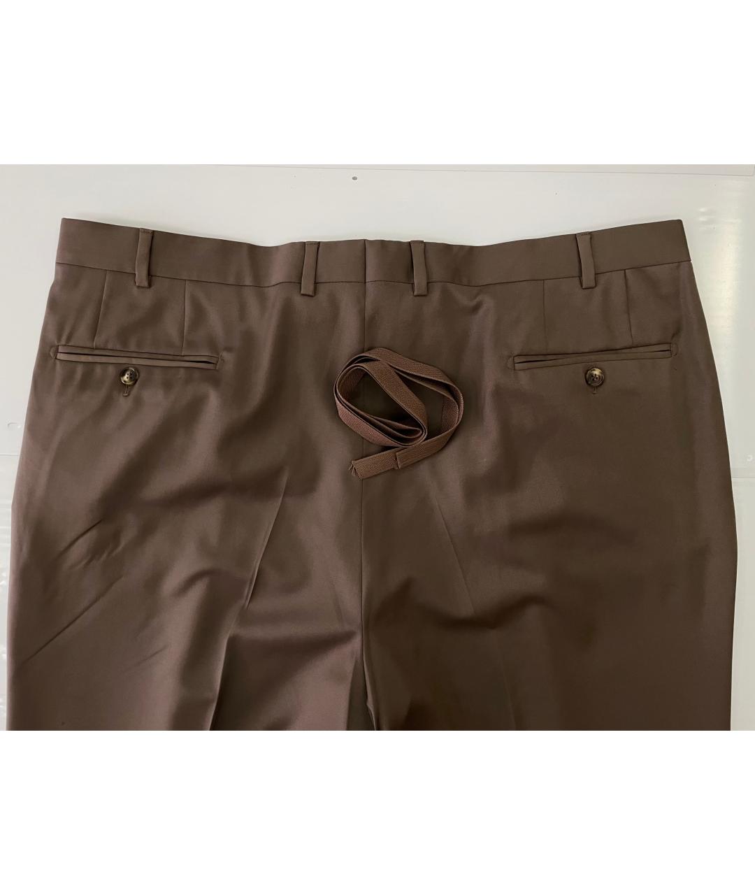 ERMENEGILDO ZEGNA Коричневые шерстяные классические брюки, фото 5
