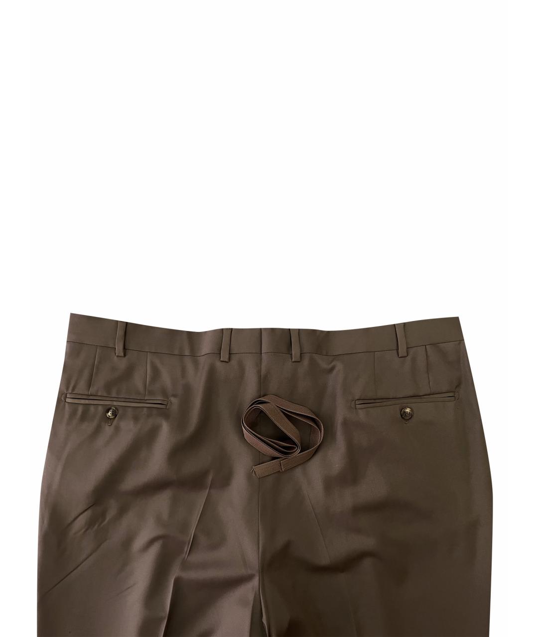 ERMENEGILDO ZEGNA Коричневые шерстяные классические брюки, фото 8
