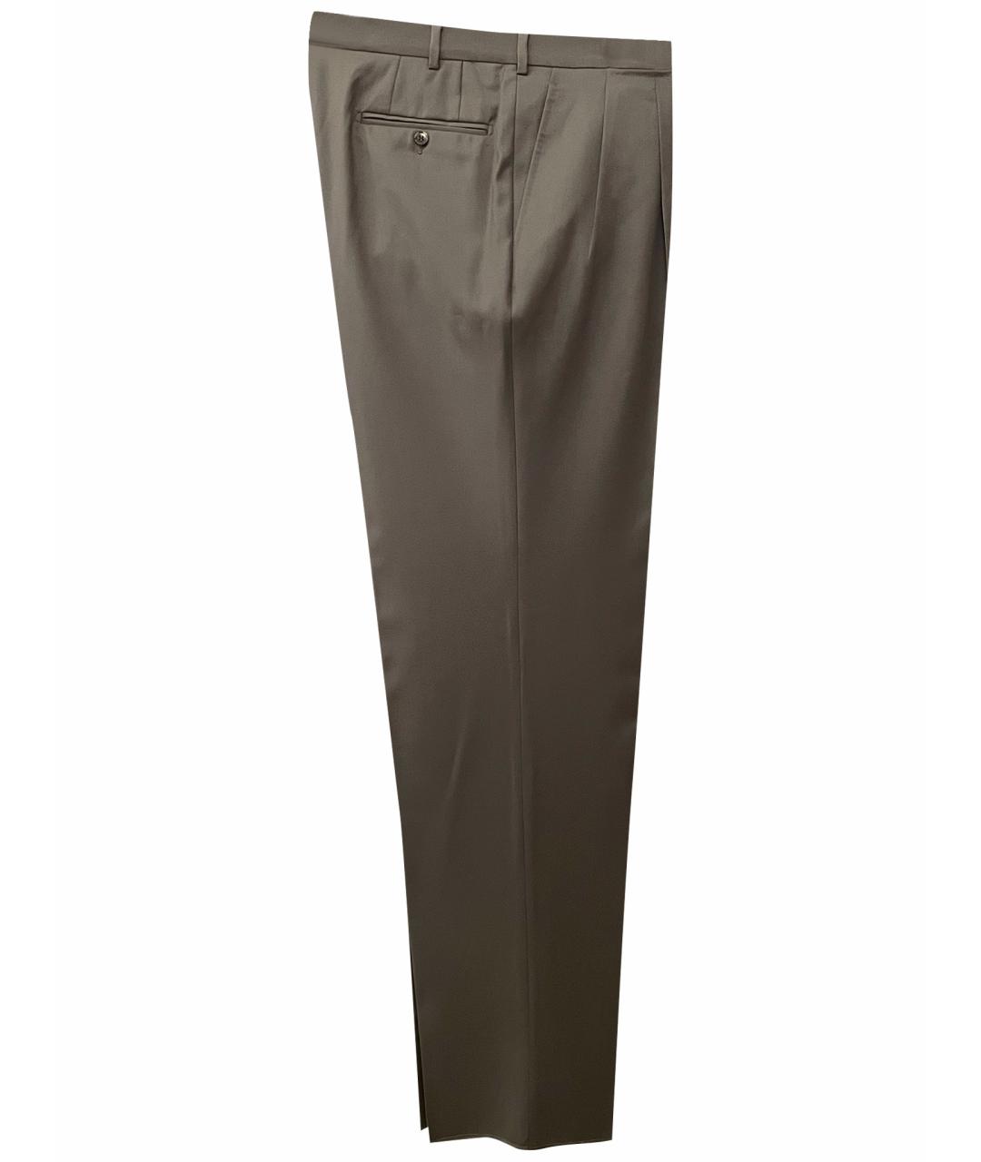 ERMENEGILDO ZEGNA Коричневые шерстяные классические брюки, фото 11