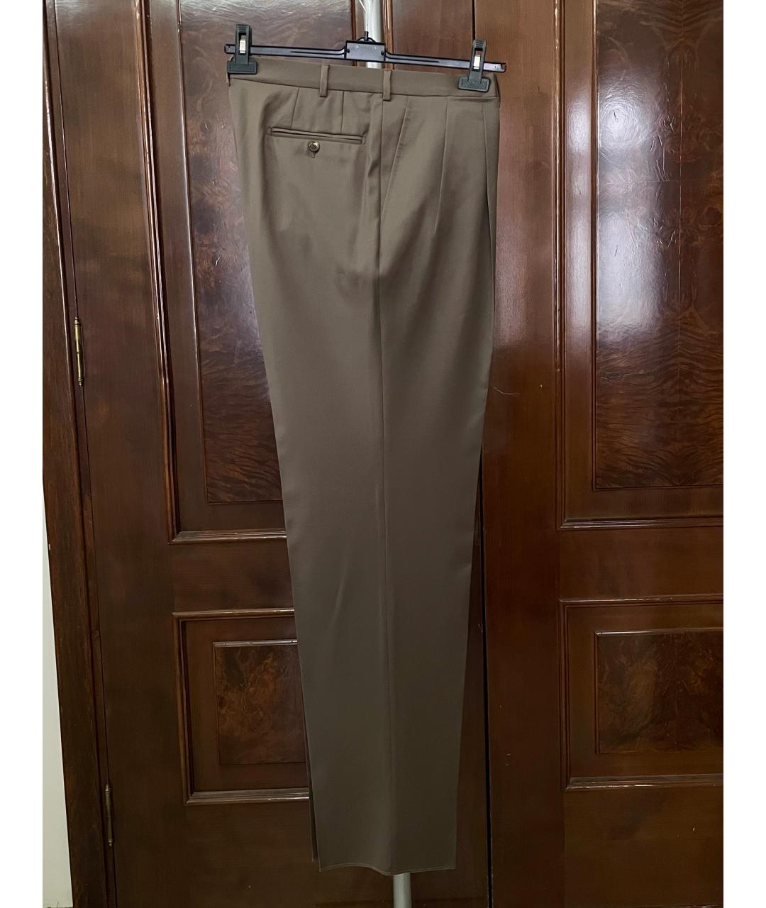 ERMENEGILDO ZEGNA Коричневые шерстяные классические брюки, фото 2