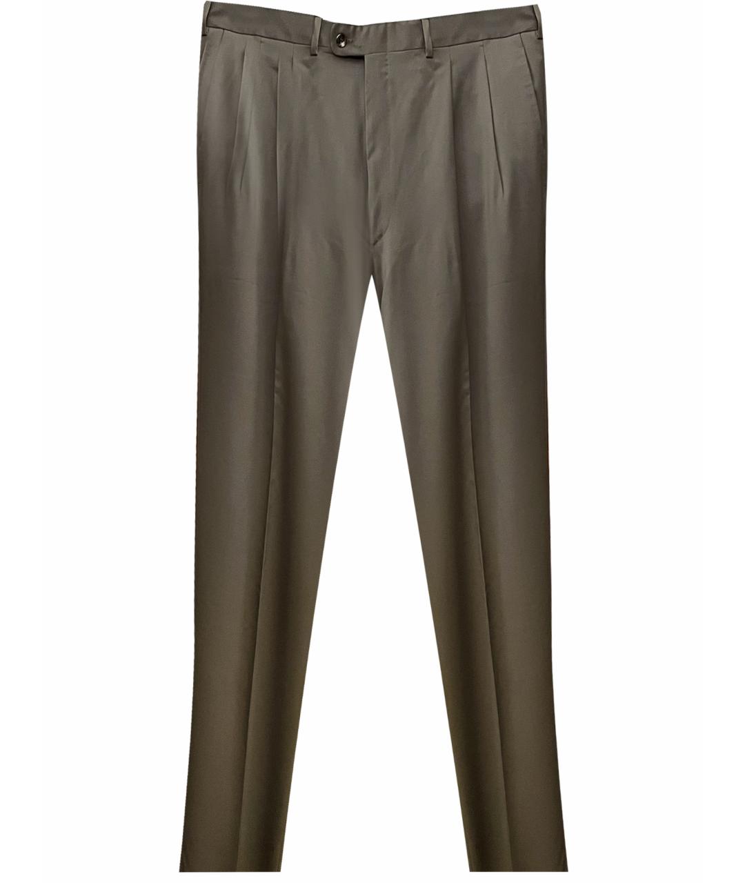 ERMENEGILDO ZEGNA Коричневые шерстяные классические брюки, фото 1