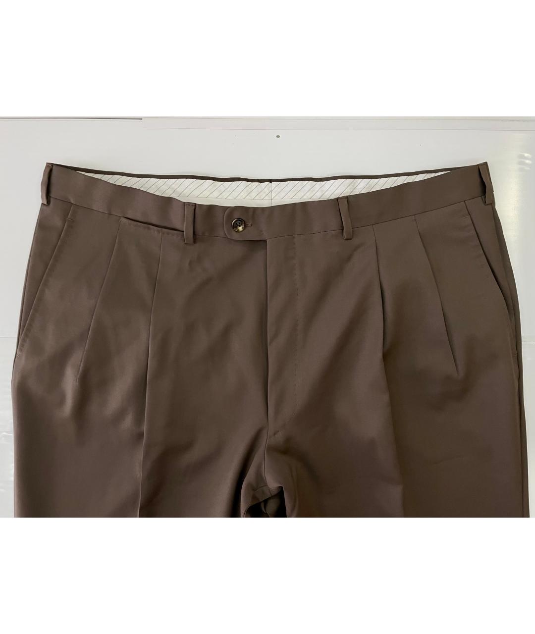 ERMENEGILDO ZEGNA Коричневые шерстяные классические брюки, фото 4