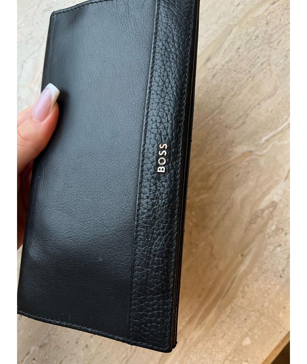 HUGO BOSS Черный кожаный кошелек, фото 2