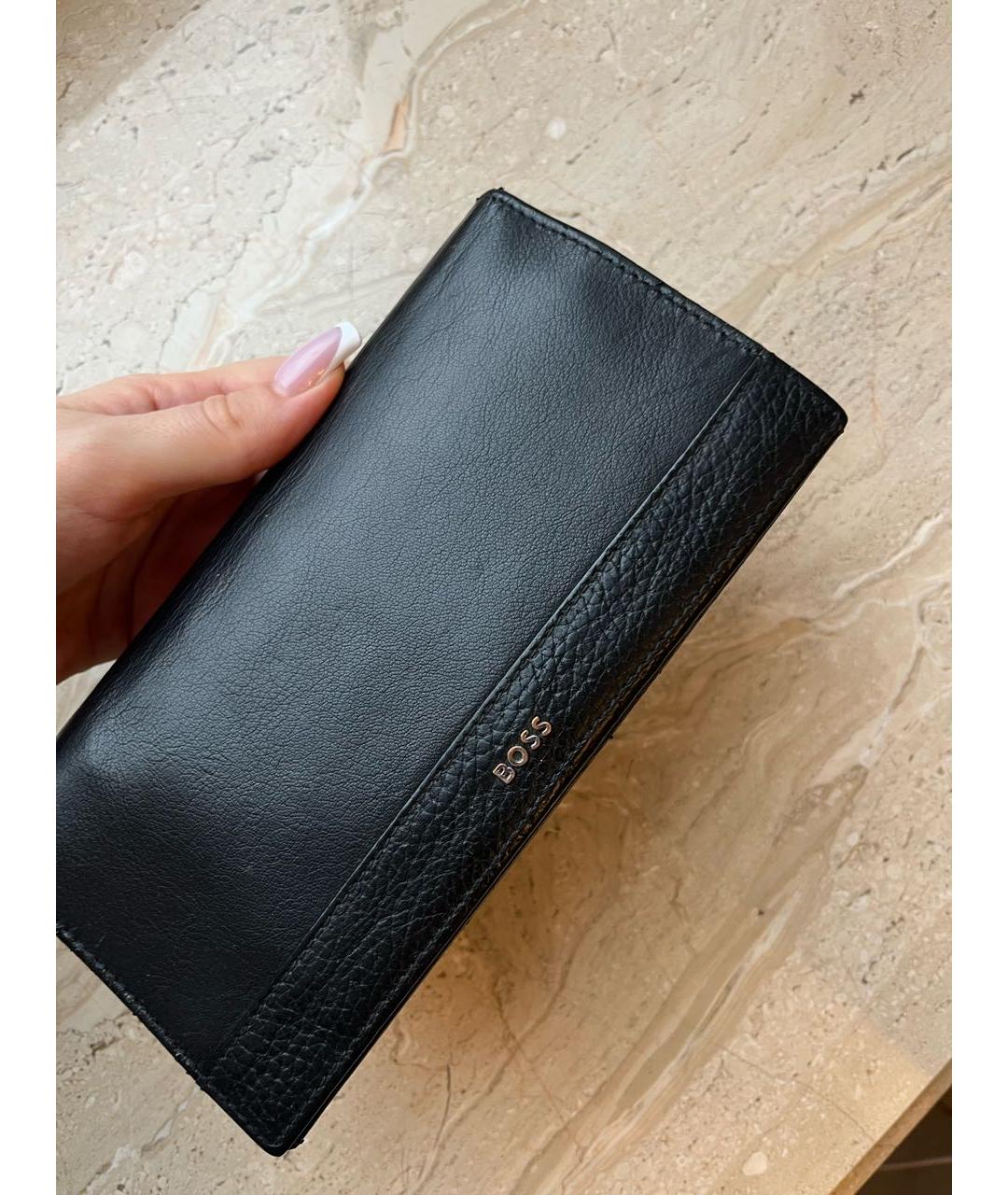 HUGO BOSS Черный кожаный кошелек, фото 9