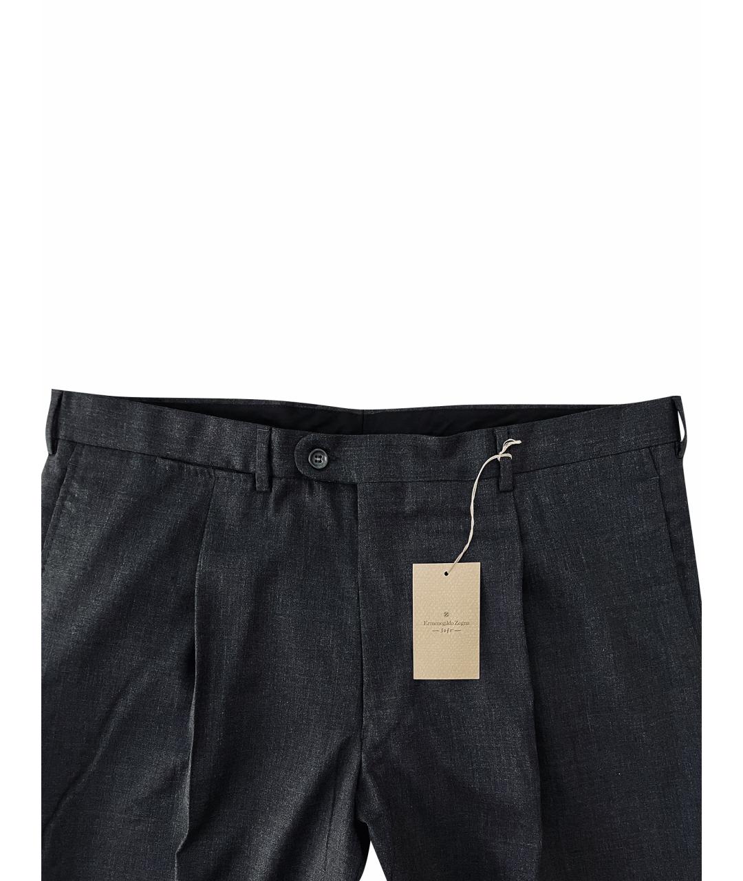 ERMENEGILDO ZEGNA Антрацитовые шерстяные классические брюки, фото 11