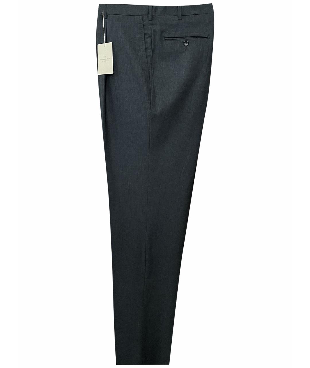 ERMENEGILDO ZEGNA Антрацитовые шерстяные классические брюки, фото 12