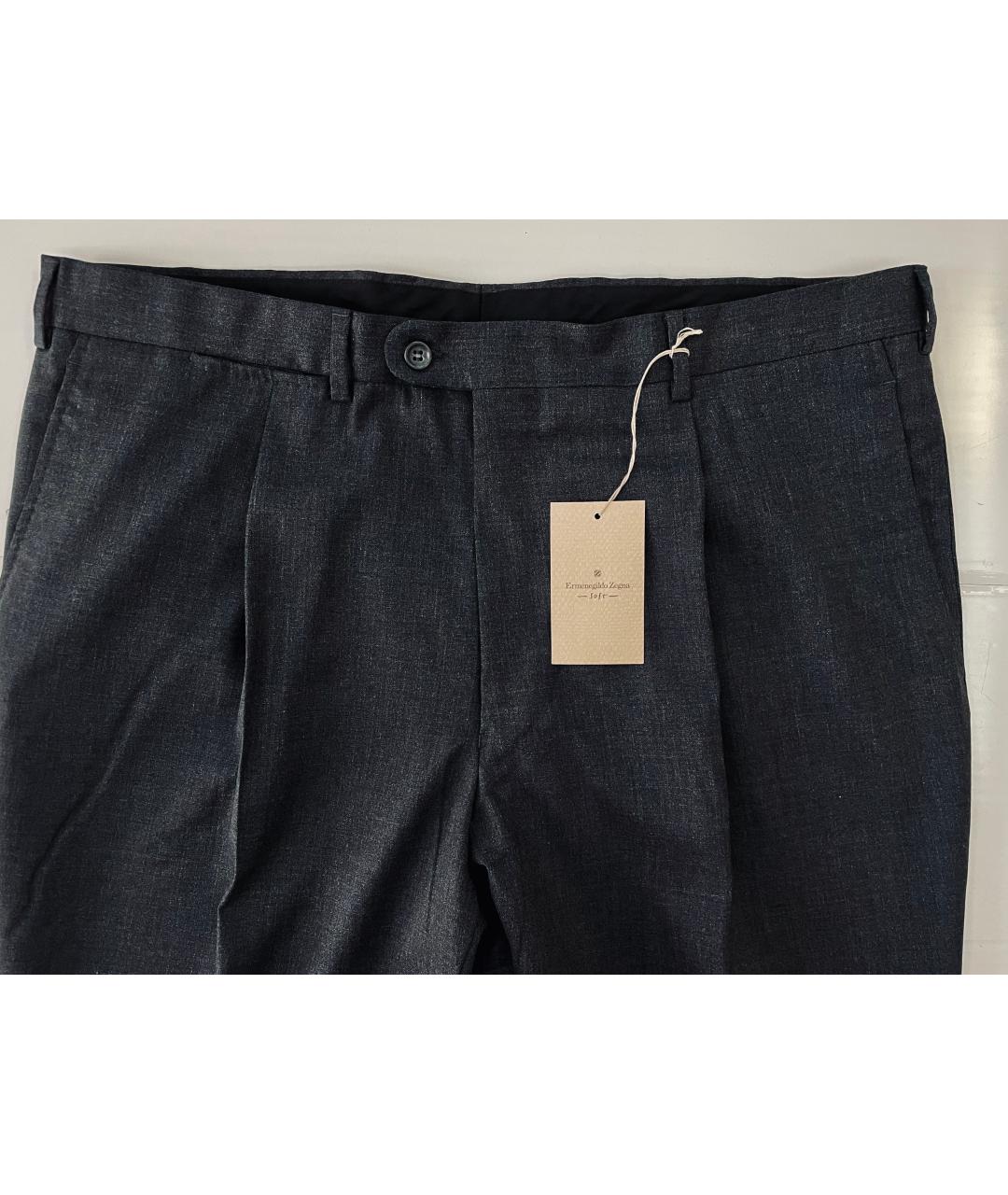 ERMENEGILDO ZEGNA Антрацитовые шерстяные классические брюки, фото 4