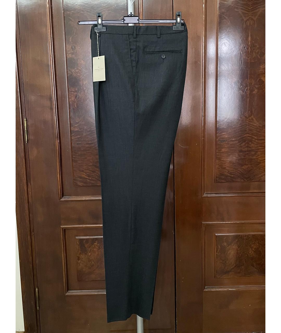 ERMENEGILDO ZEGNA Антрацитовые шерстяные классические брюки, фото 2