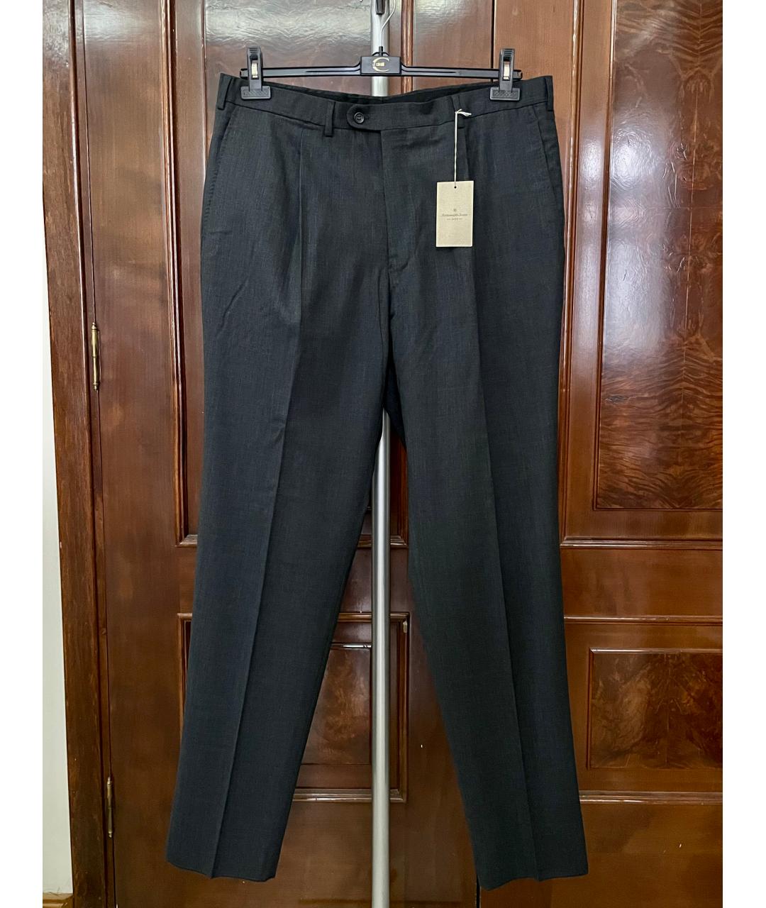 ERMENEGILDO ZEGNA Антрацитовые шерстяные классические брюки, фото 8