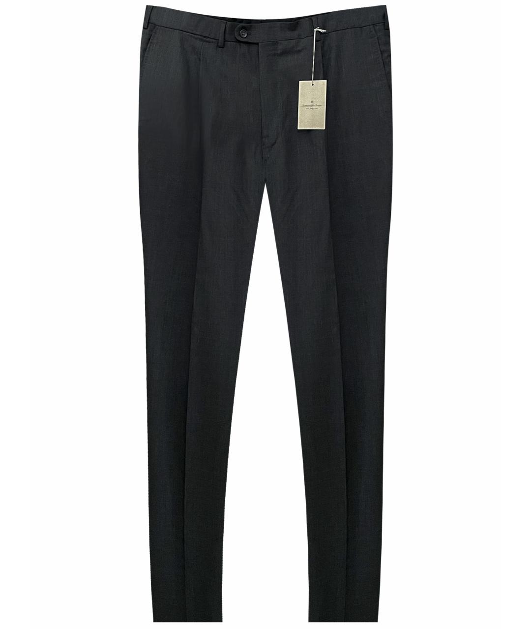 ERMENEGILDO ZEGNA Антрацитовые шерстяные классические брюки, фото 1