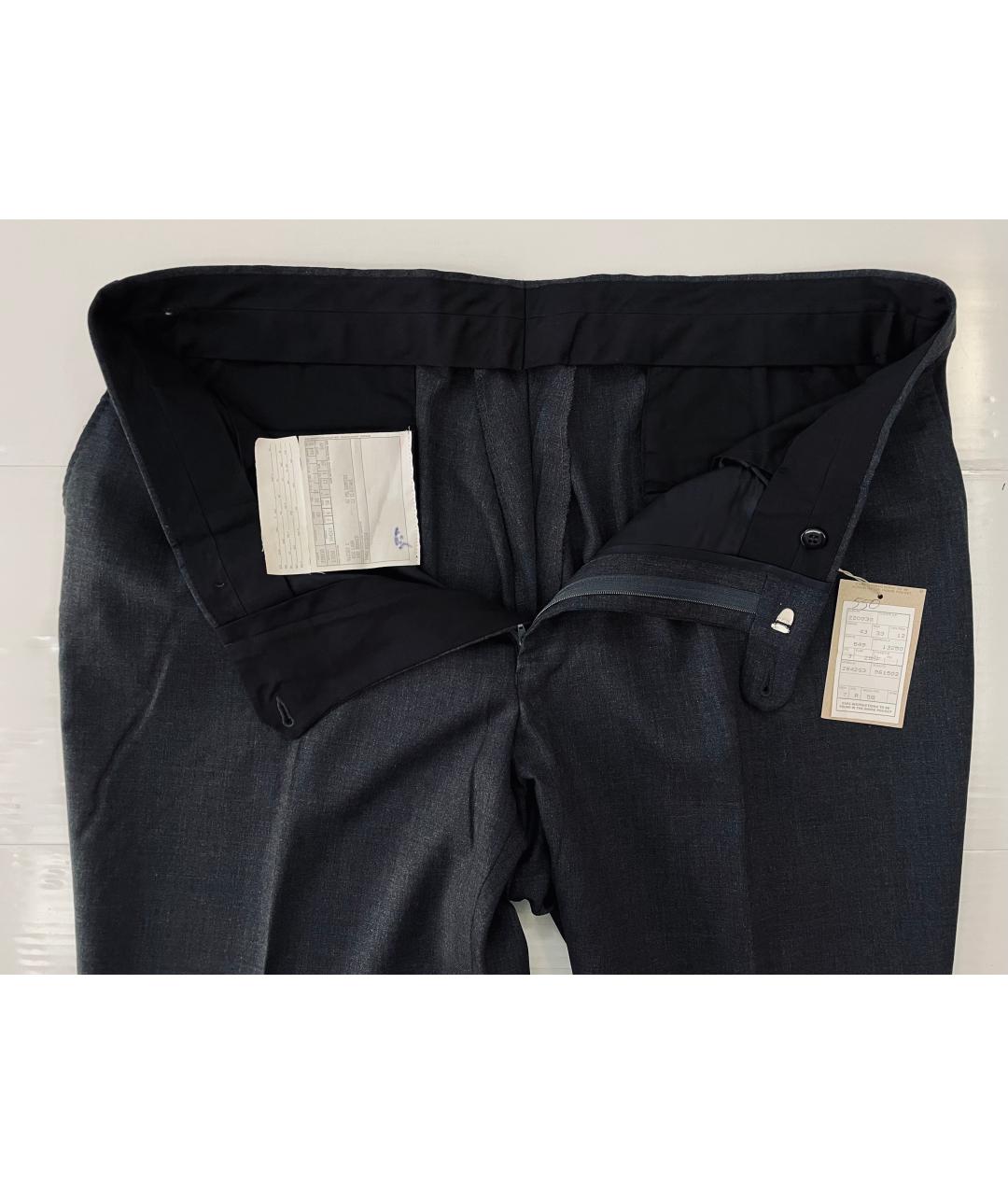 ERMENEGILDO ZEGNA Антрацитовые шерстяные классические брюки, фото 3