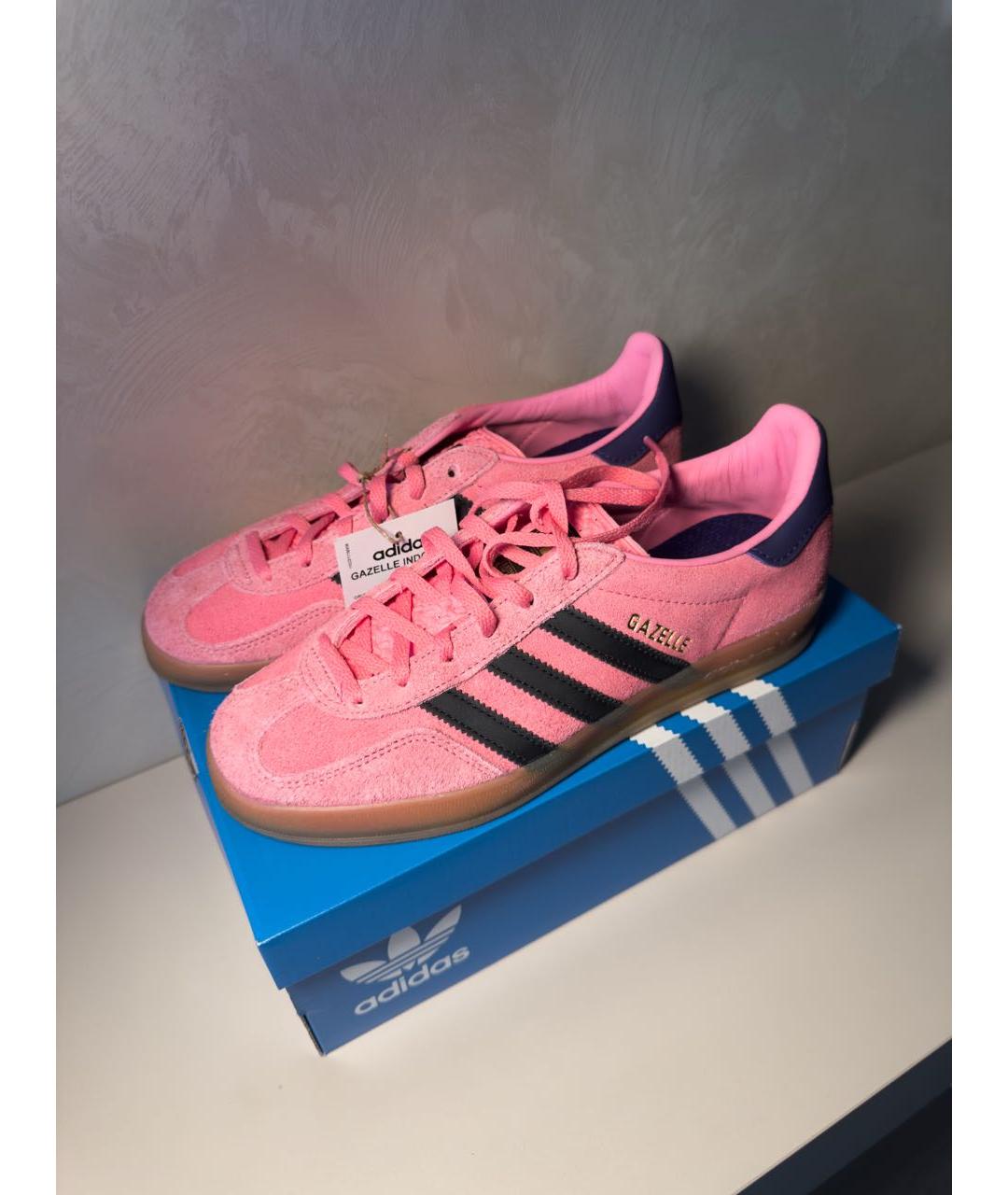 ADIDAS Розовые замшевые кроссовки, фото 3