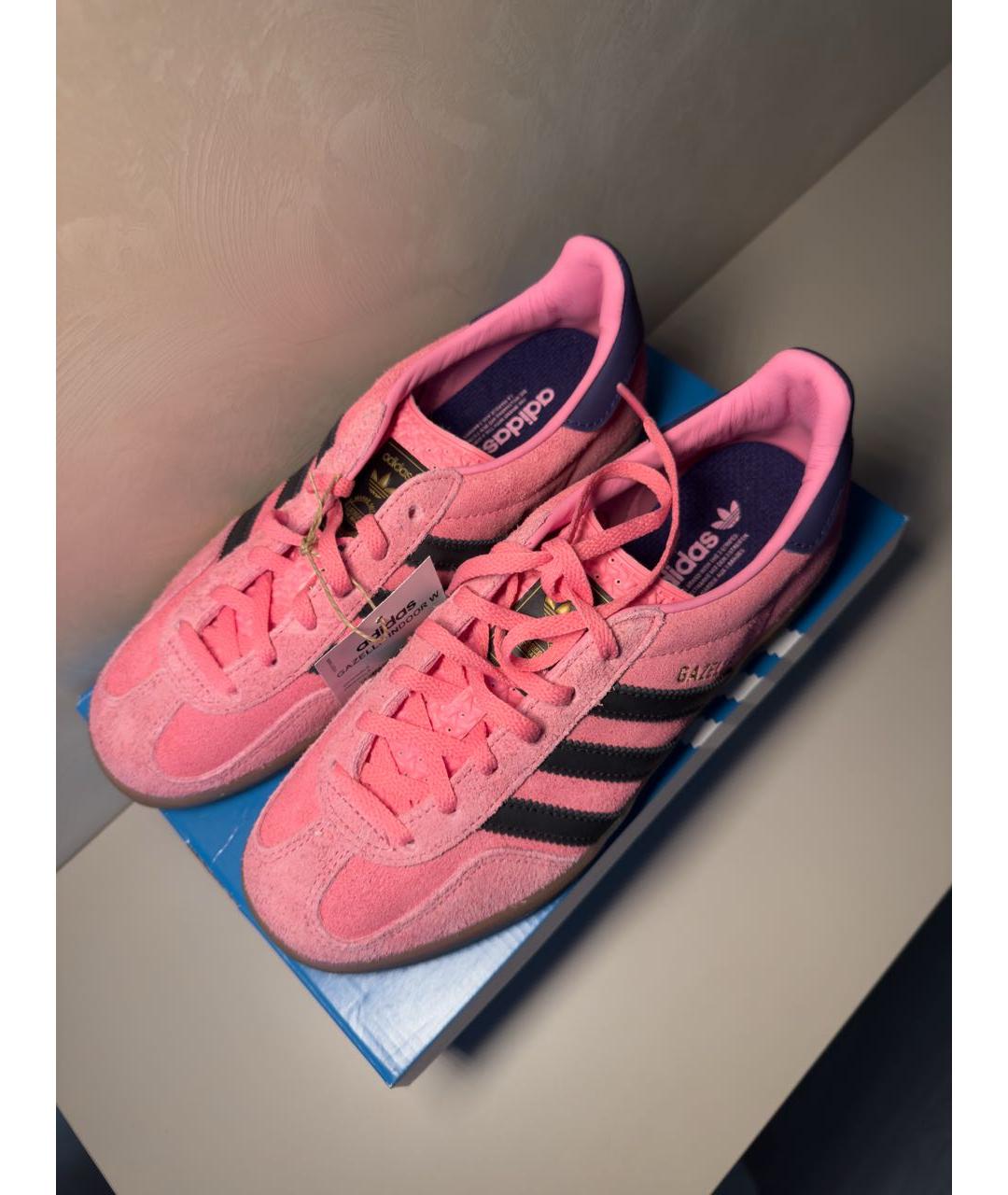 ADIDAS Розовые замшевые кроссовки, фото 4
