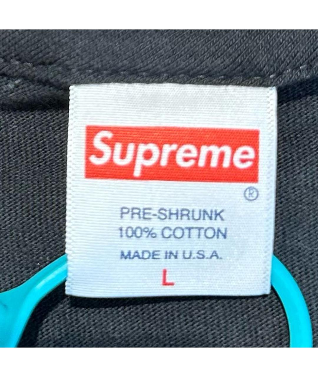 SUPREME Черная хлопковая футболка, фото 3