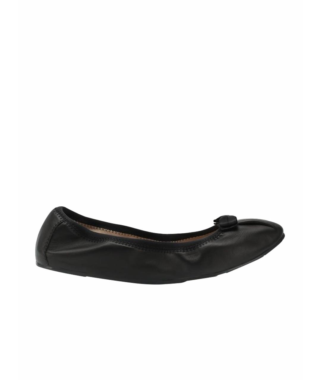 FERRAGAMO Черные кожаные балетки, фото 1