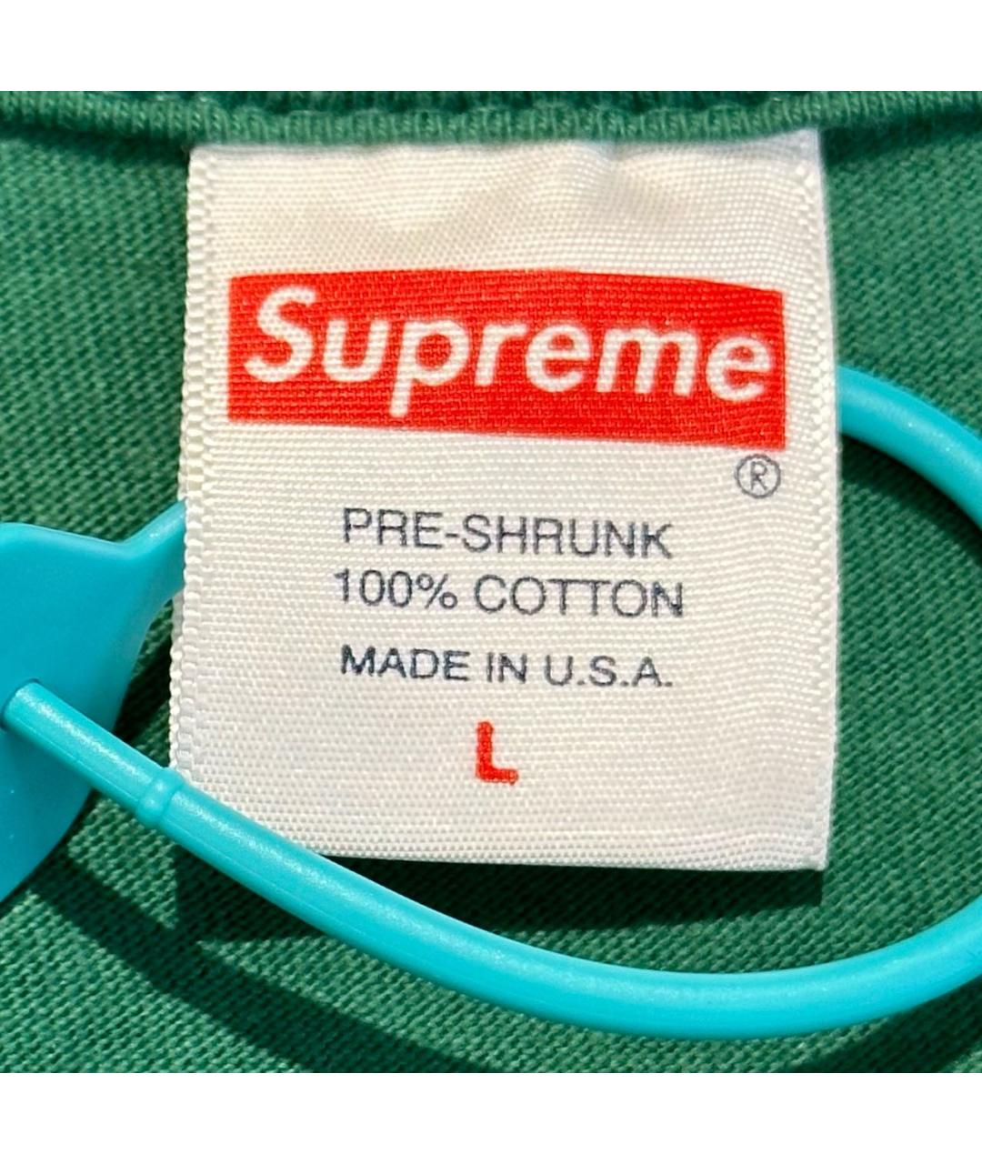 SUPREME Зеленая хлопковая футболка, фото 3