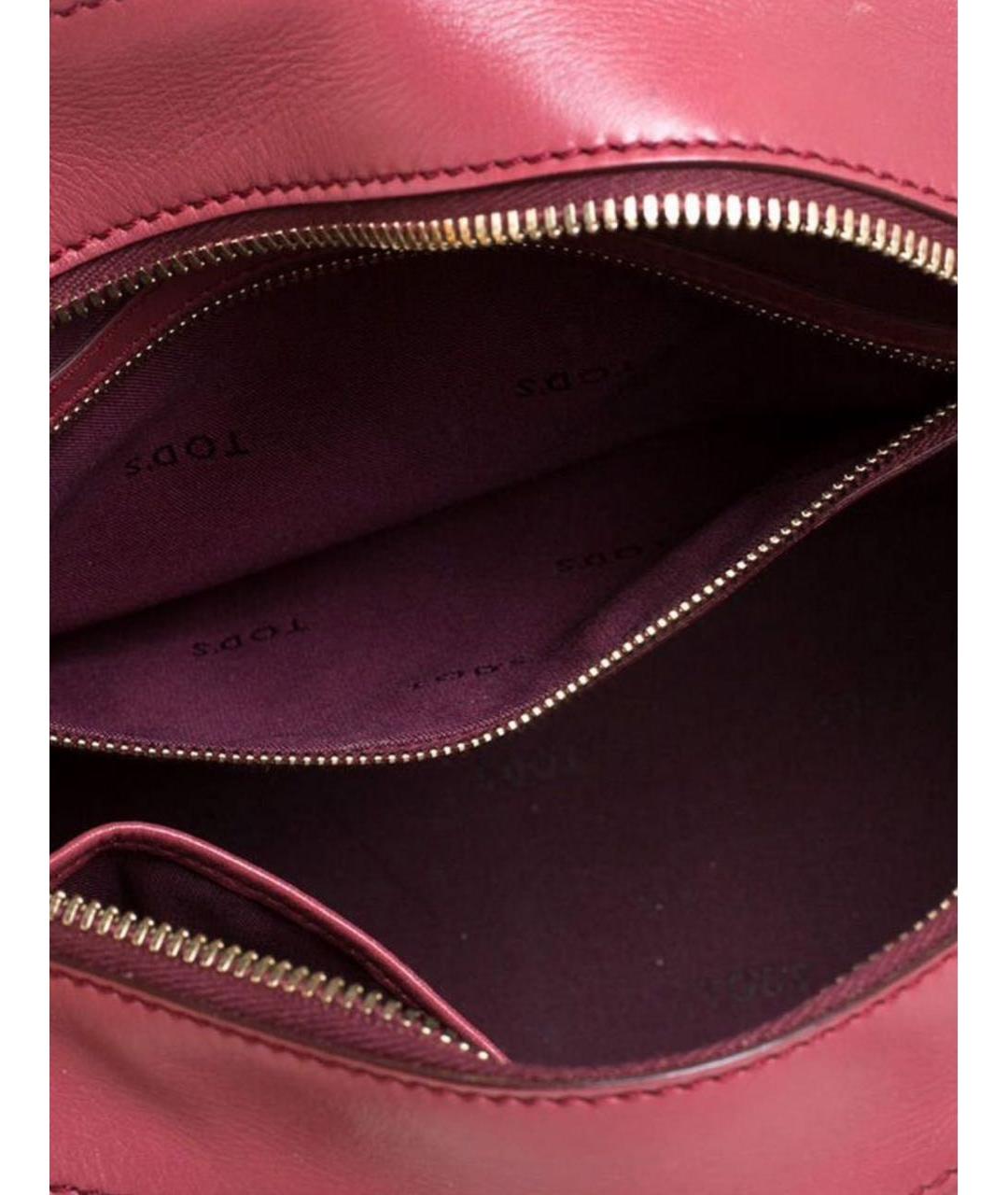 TOD'S Бордовая кожаная сумка тоут, фото 4