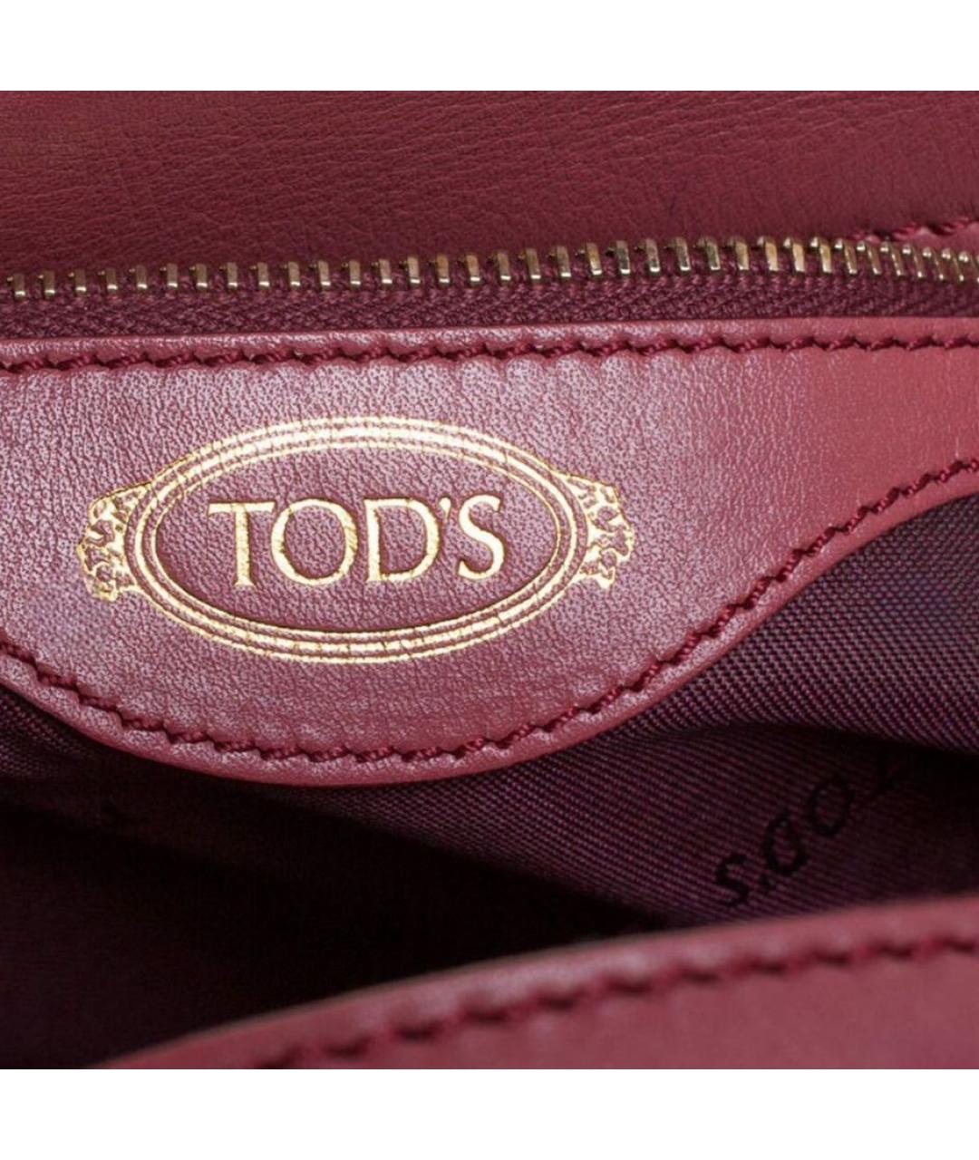 TOD'S Бордовая кожаная сумка тоут, фото 5