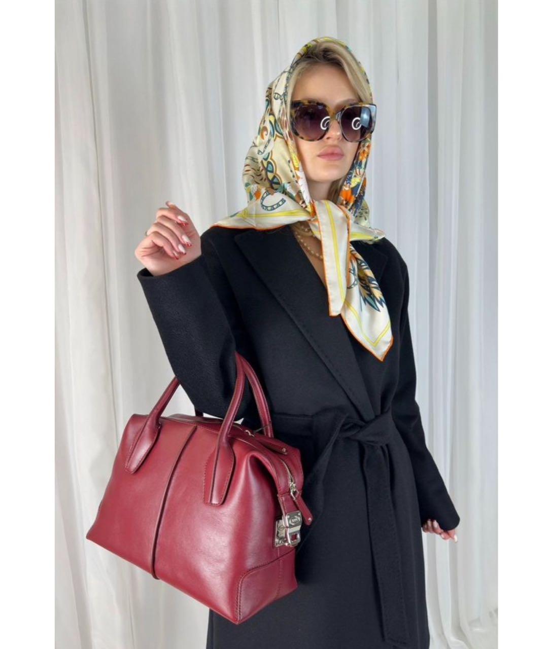 TOD'S Бордовая кожаная сумка тоут, фото 7