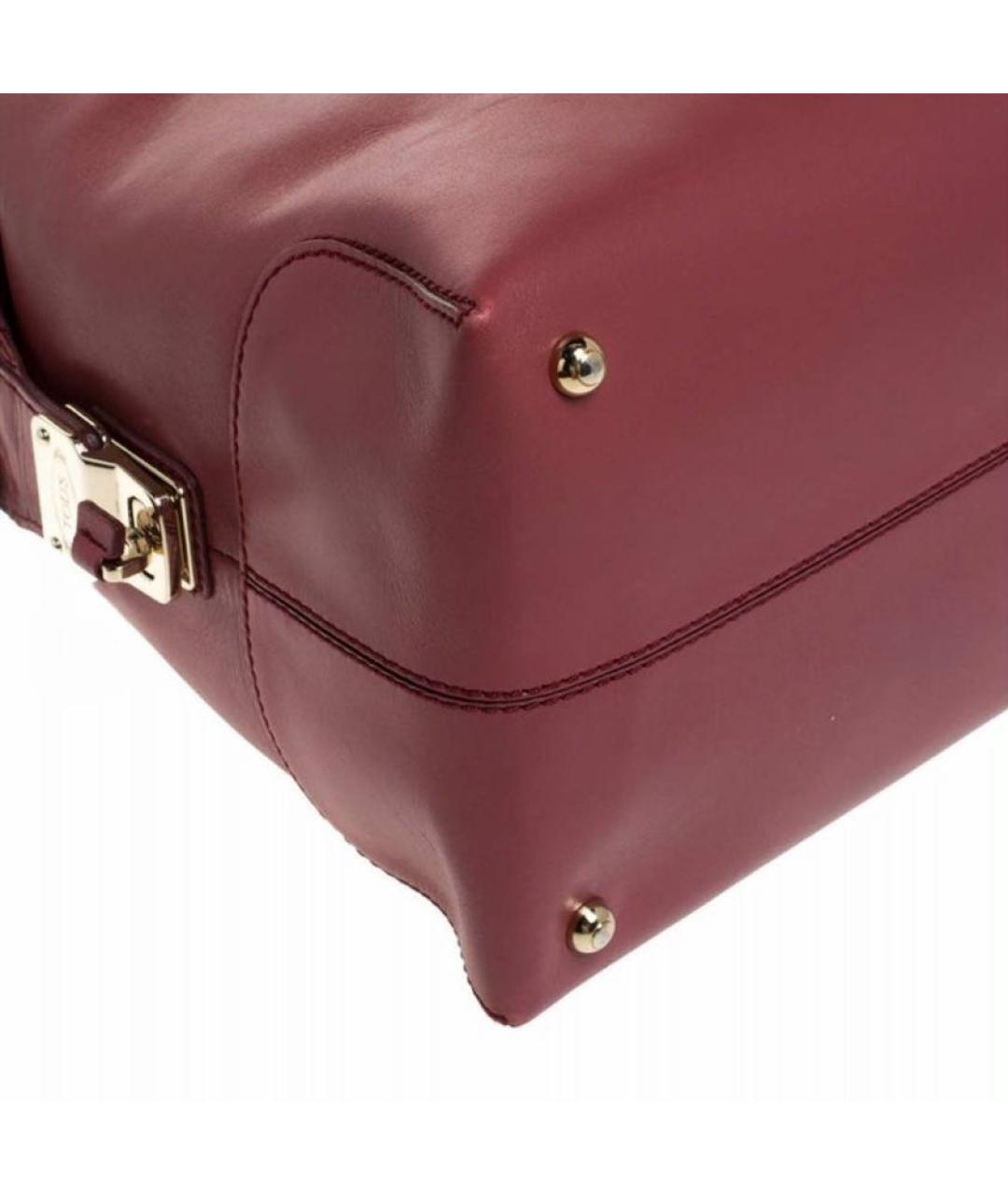TOD'S Бордовая кожаная сумка тоут, фото 6