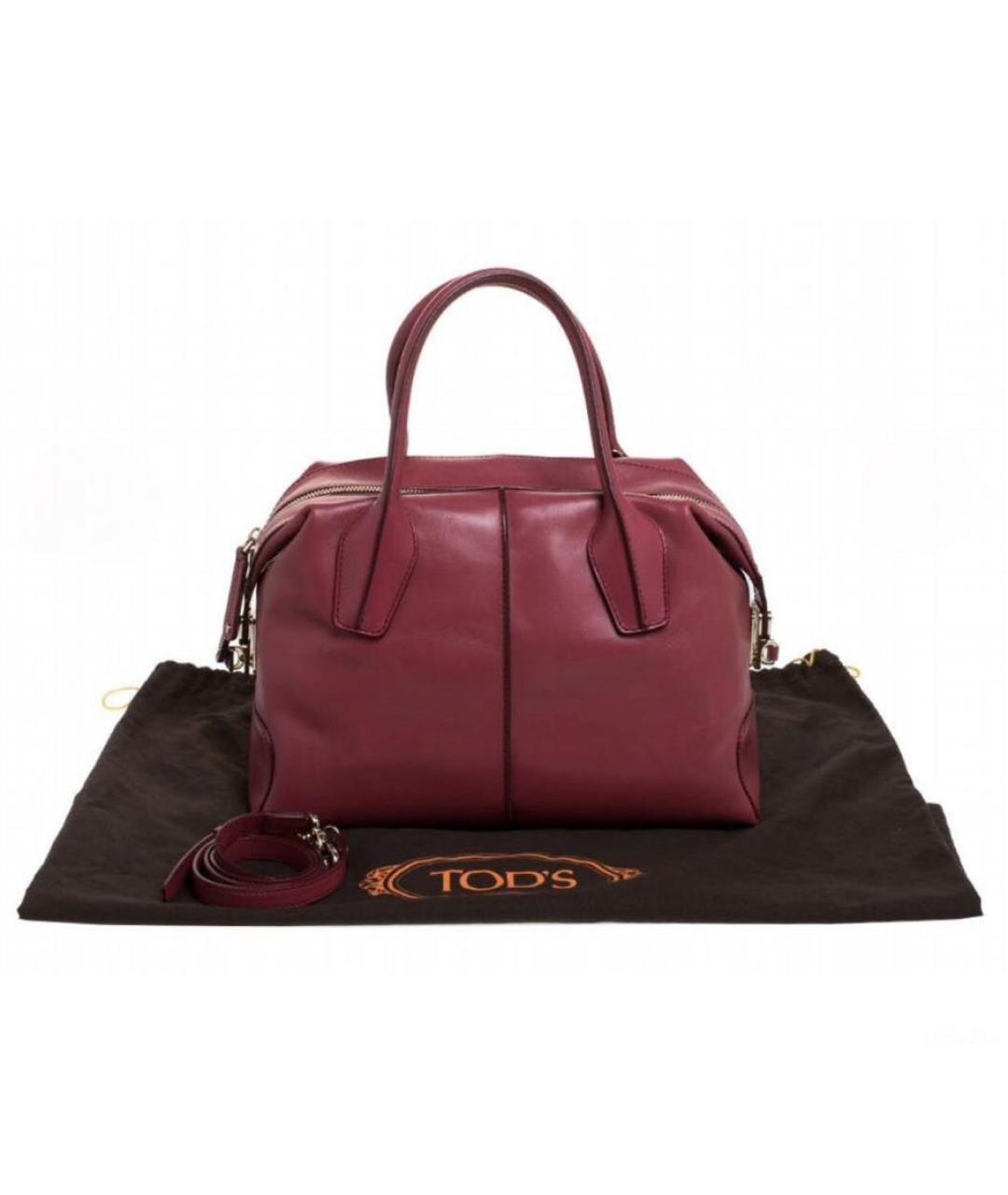 TOD'S Бордовая кожаная сумка тоут, фото 3