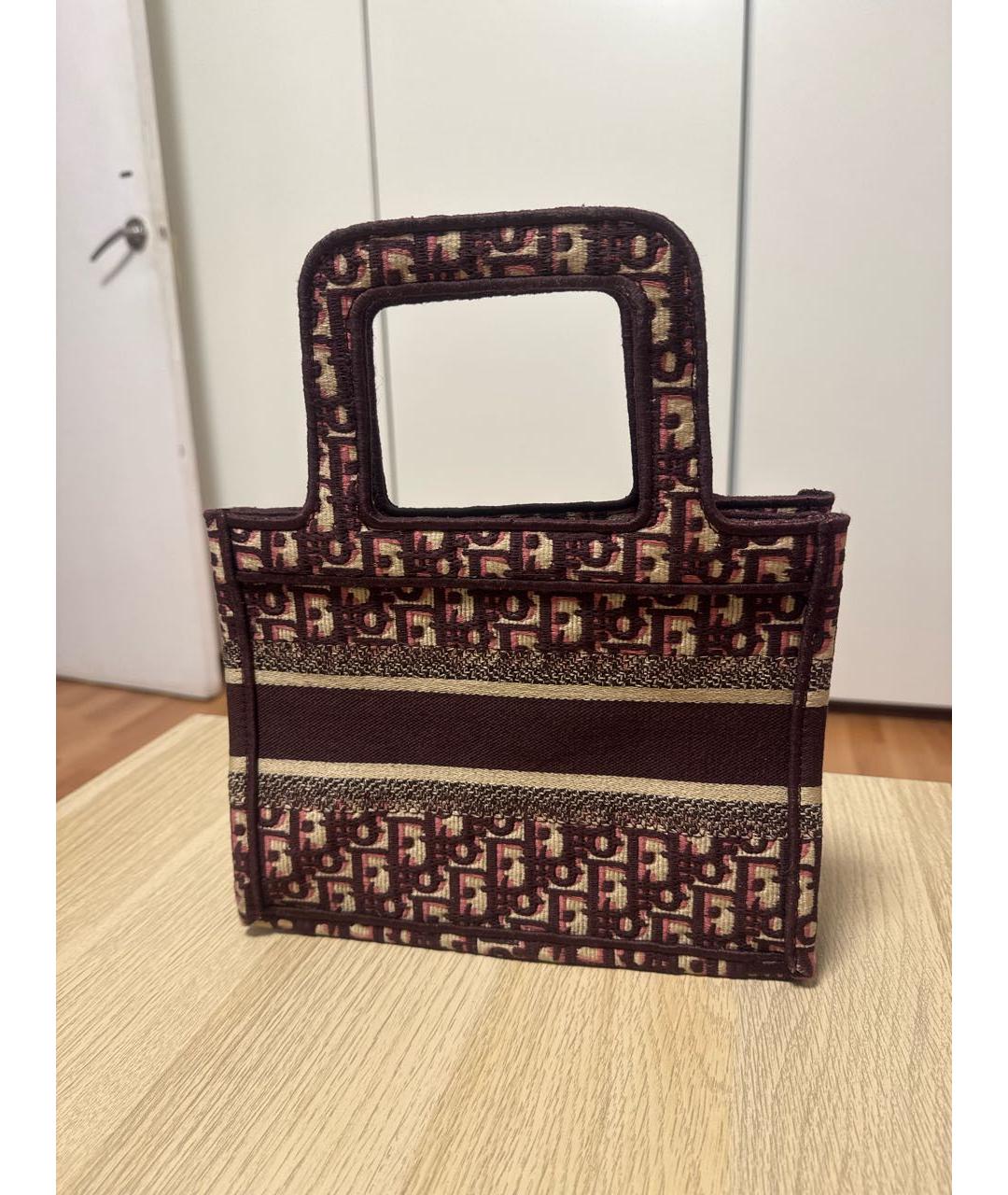 CHRISTIAN DIOR Бордовая жаккардовая сумка с короткими ручками, фото 3