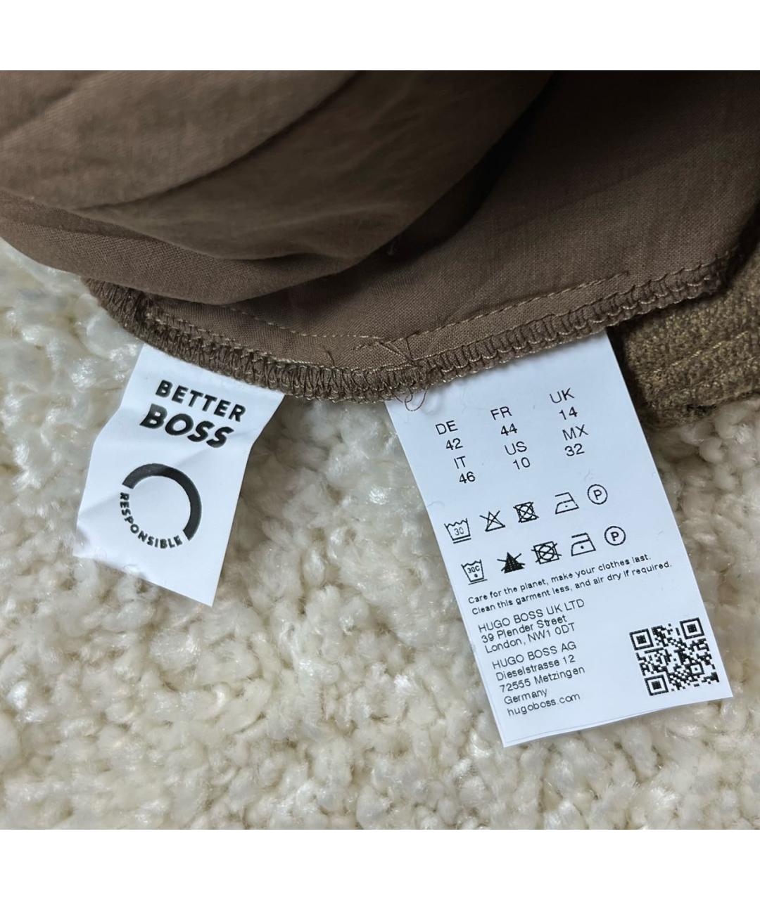 HUGO BOSS Коричневые вискозные брюки широкие, фото 7