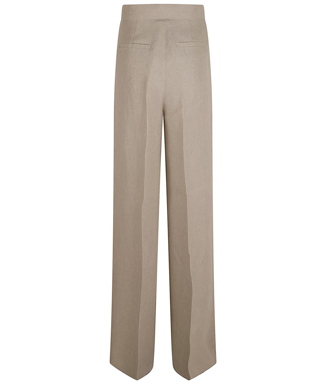 MAX MARA Бежевые льняные прямые брюки, фото 3