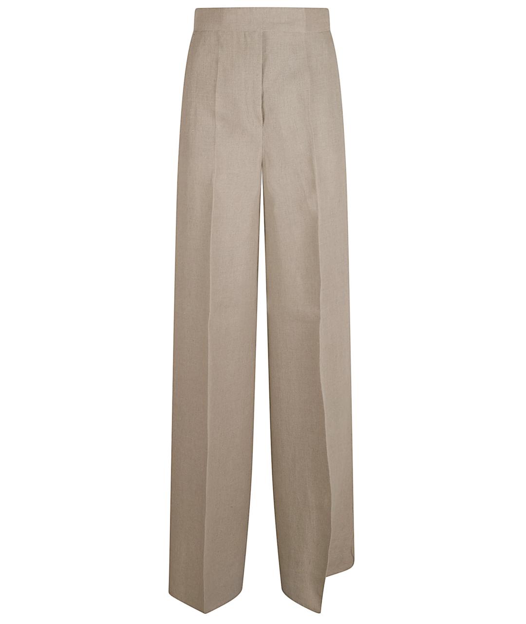 MAX MARA Бежевые льняные прямые брюки, фото 1