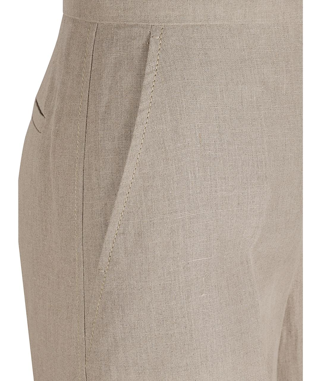 MAX MARA Бежевые льняные прямые брюки, фото 2