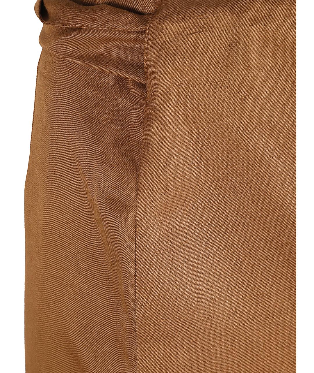 MAX MARA Коричневая льняная юбка миди, фото 3